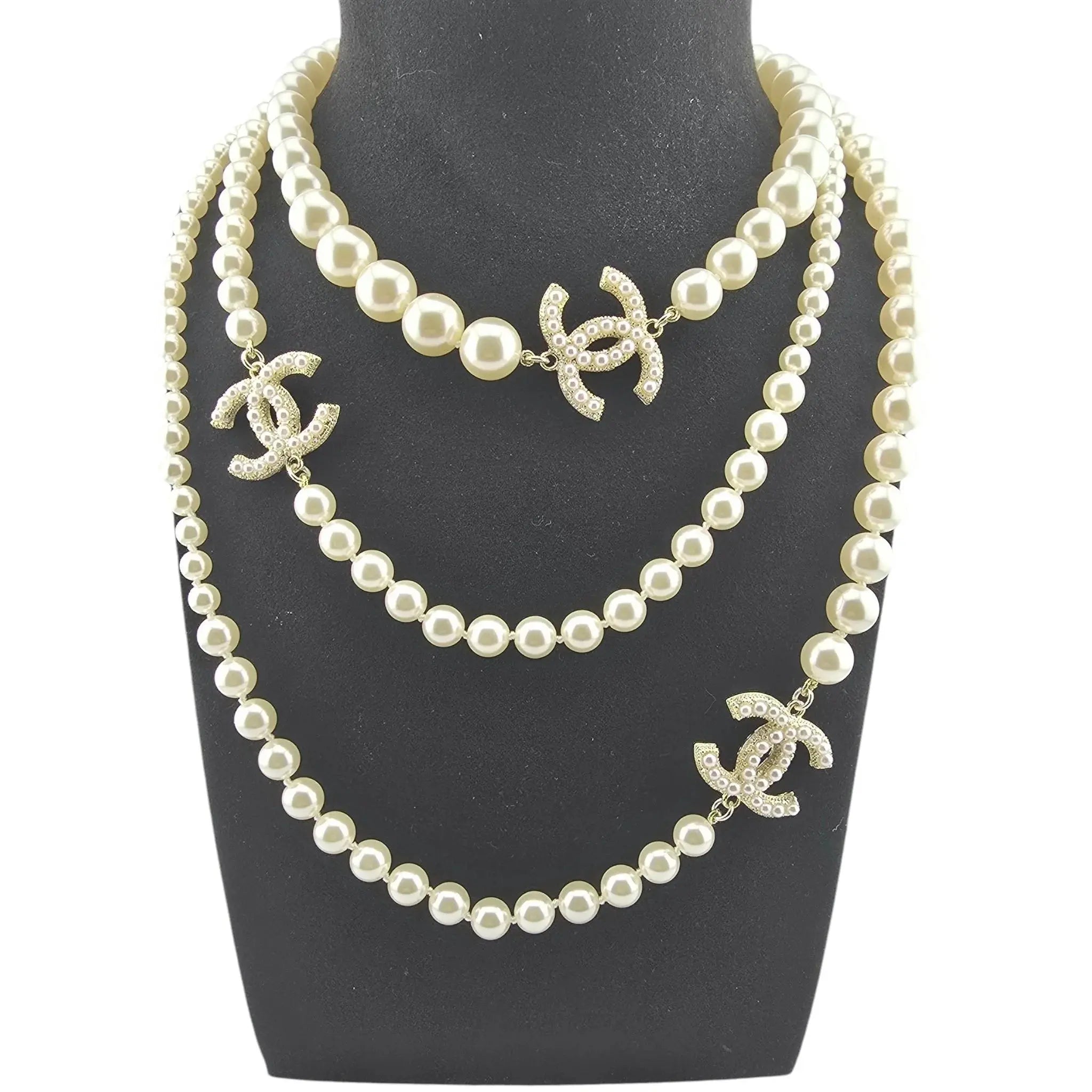 Chanel CC Long Faux Pearl 100th Anniversary Necklace 2017 CHANEL