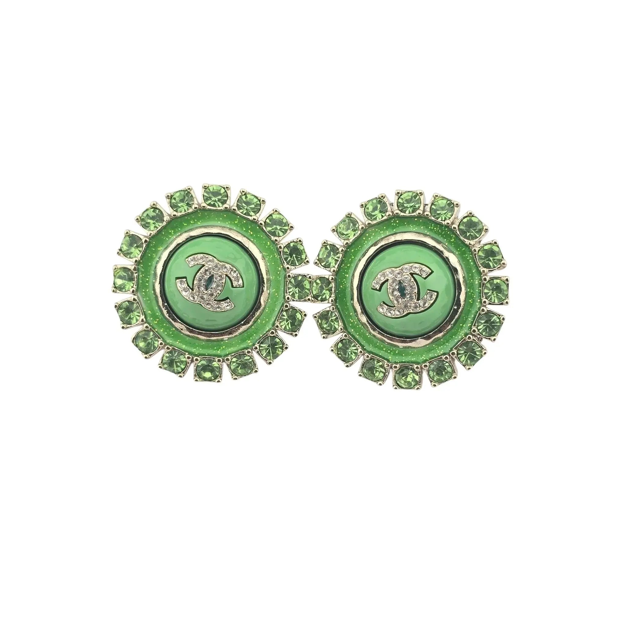 Chanel CC Green Faux Pearl Earrings 2024 CHANEL