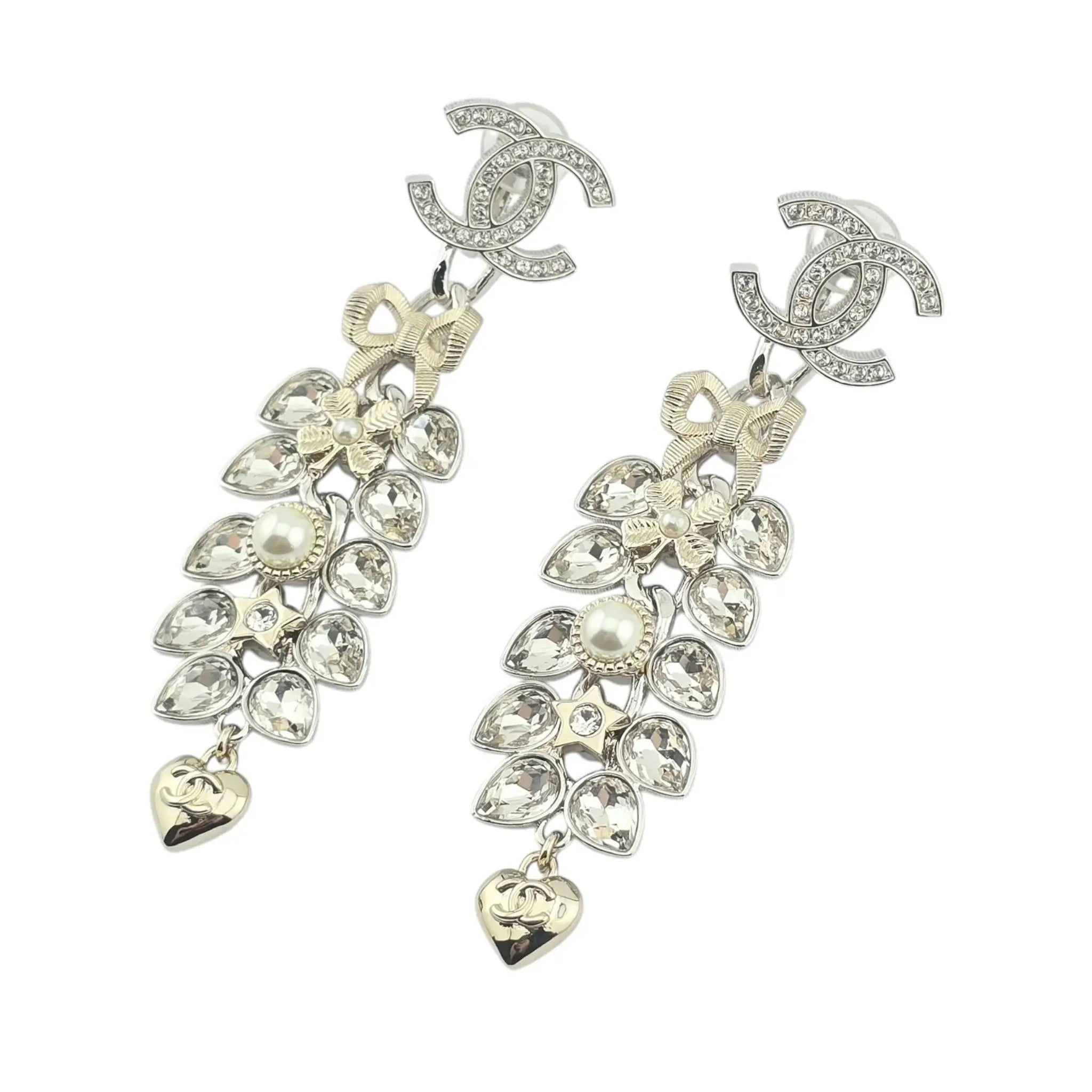 Chanel CC Crystal Leaf Clip On Earrings 2025 CHANEL