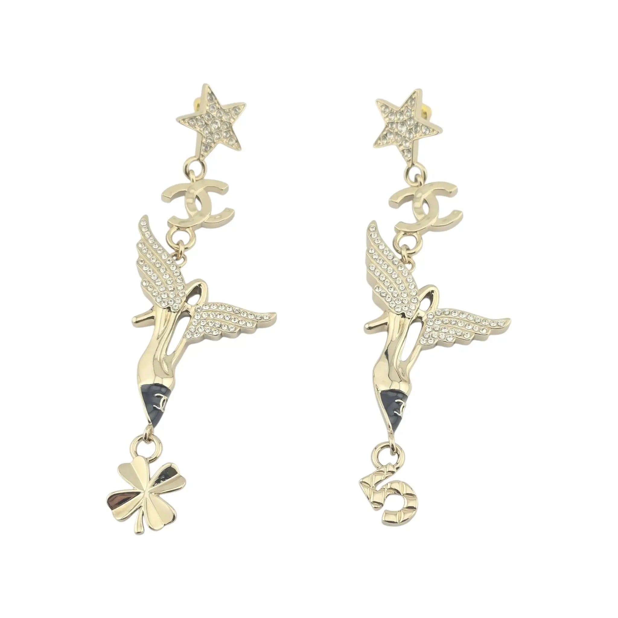 Chanel CC Drop Earrings Heel Wings 2023 CHANEL