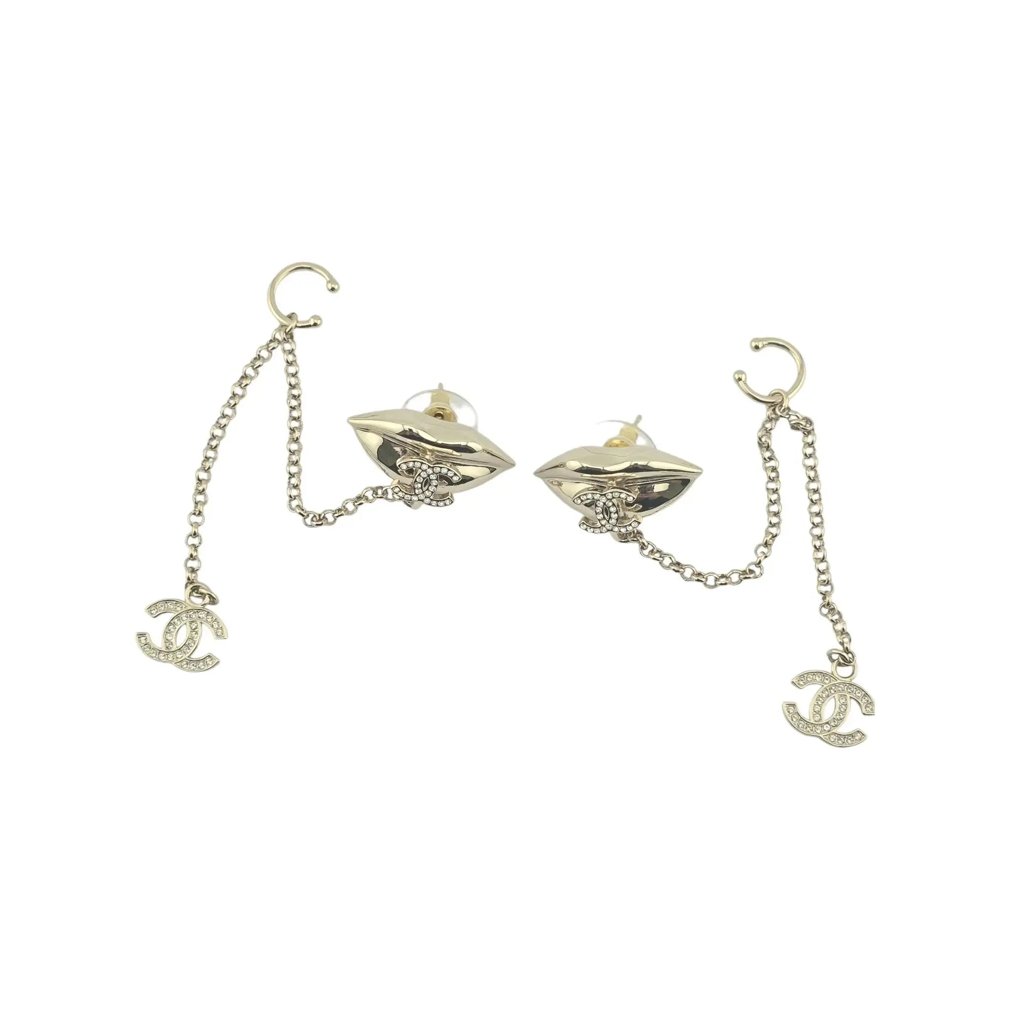 Chanel CC Crystal Lips Earrings Clip 2024 CHANEL