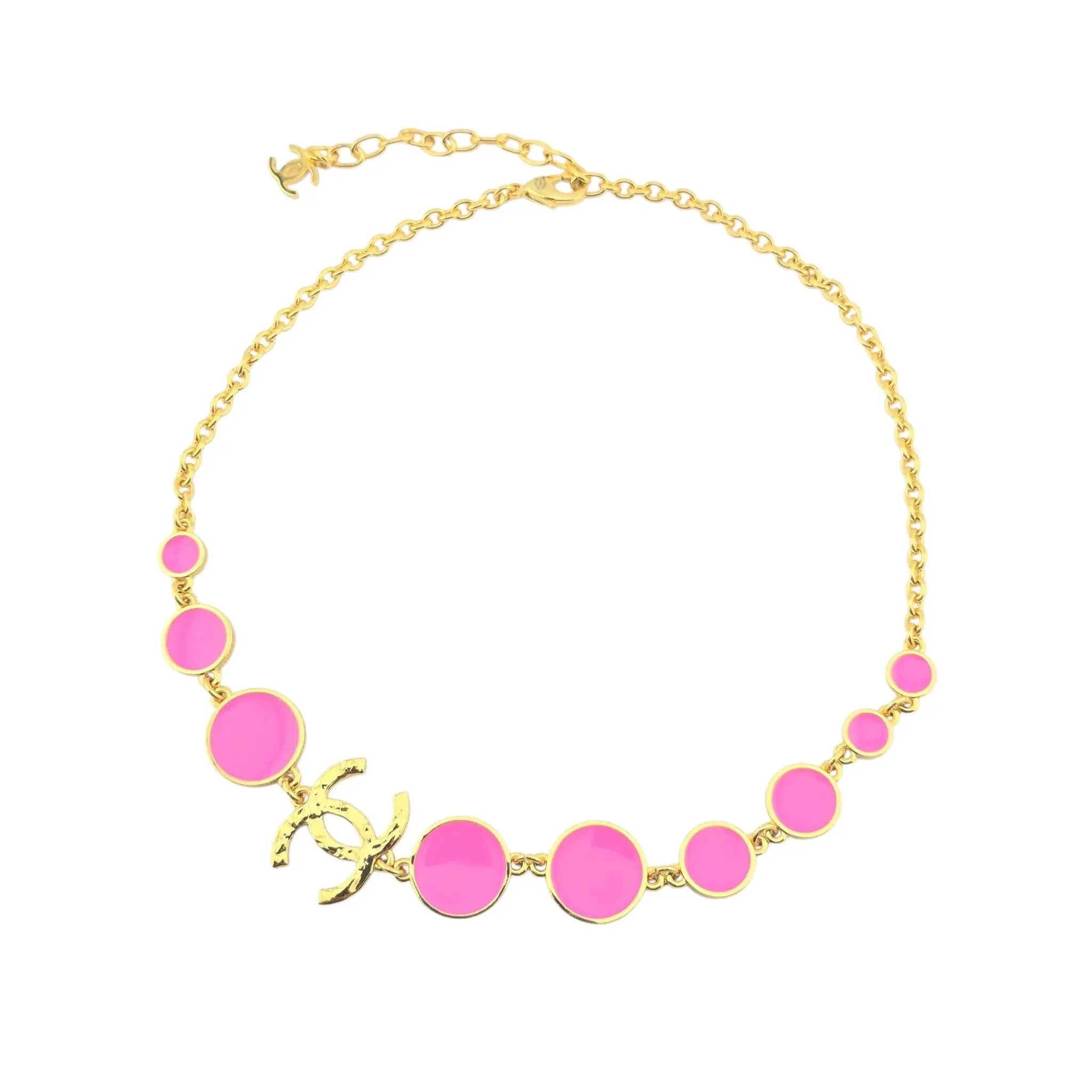 Chanel CC Gold / Pink Choker Necklace 2024 CHANEL