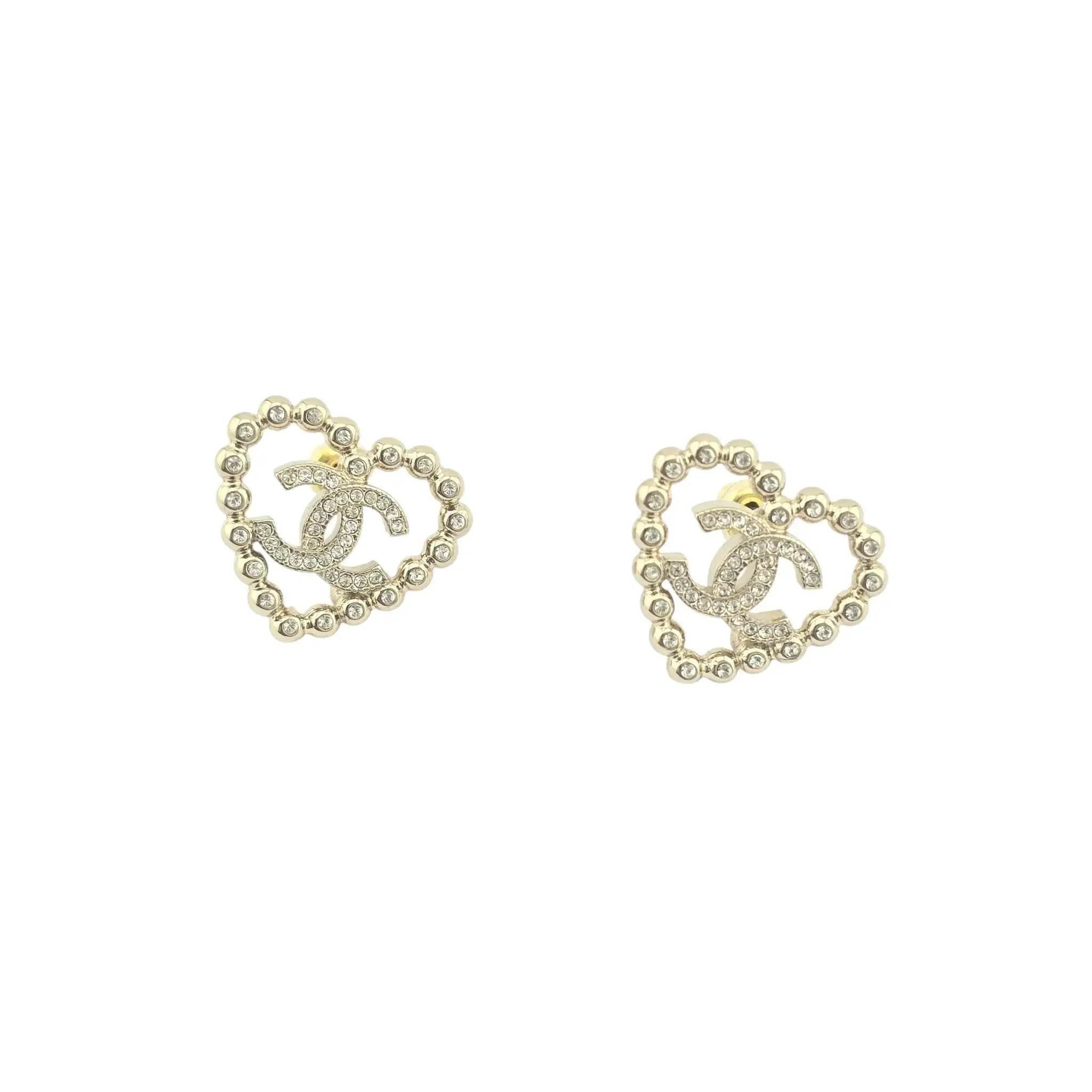 Chanel CC Crystal Heart Earrings 2025 CHANEL