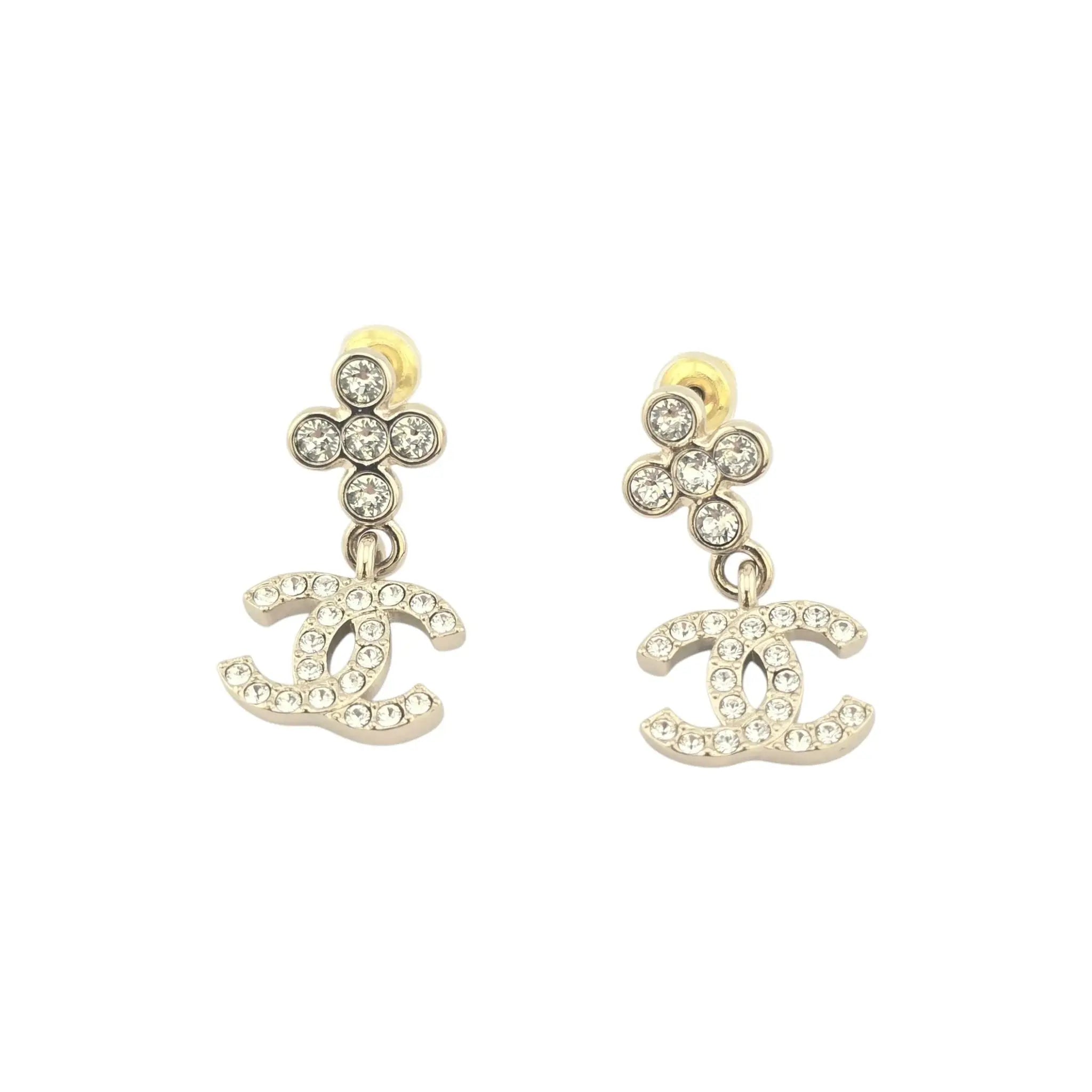 Chanel CC Gold Crystal Drop Earrings 2023 CHANEL