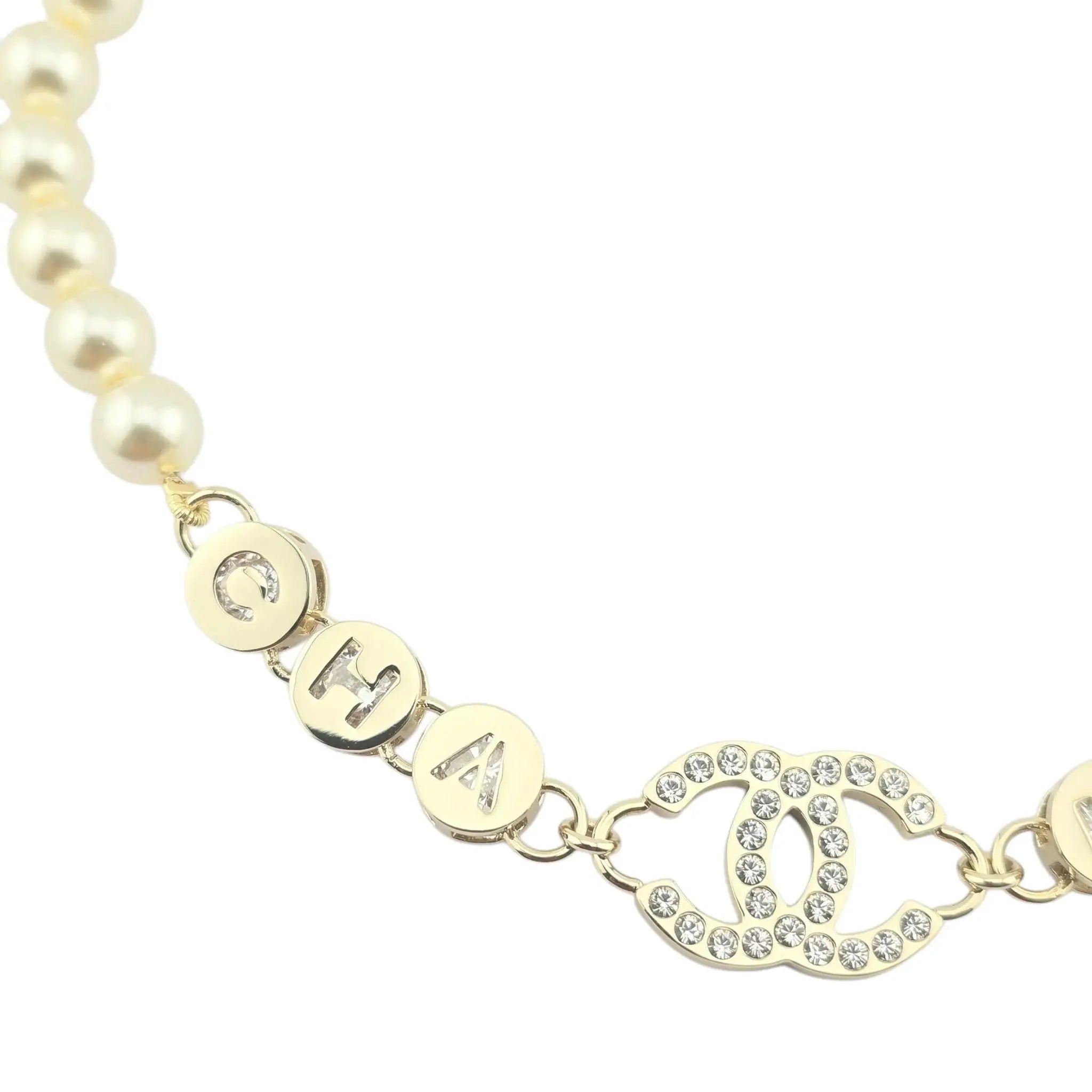 Chanel CC Faux Pearl Crystal Necklace 2024 CHANEL
