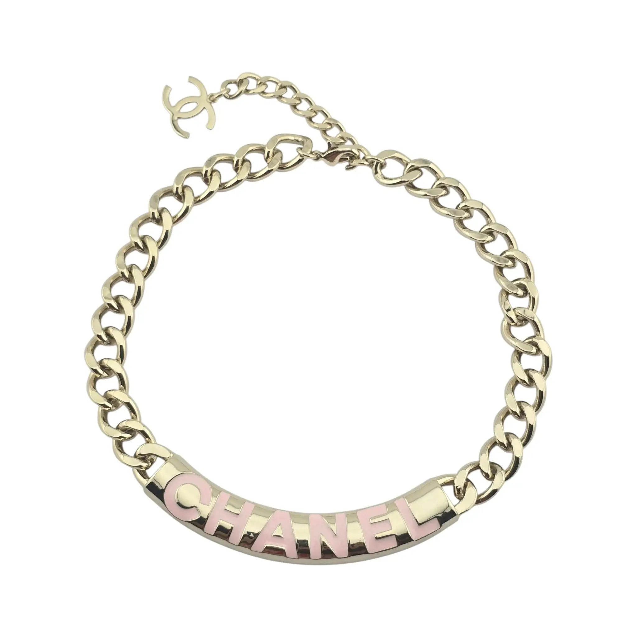 Chanel Gold Pink Chain Necklace 2025 CHANEL