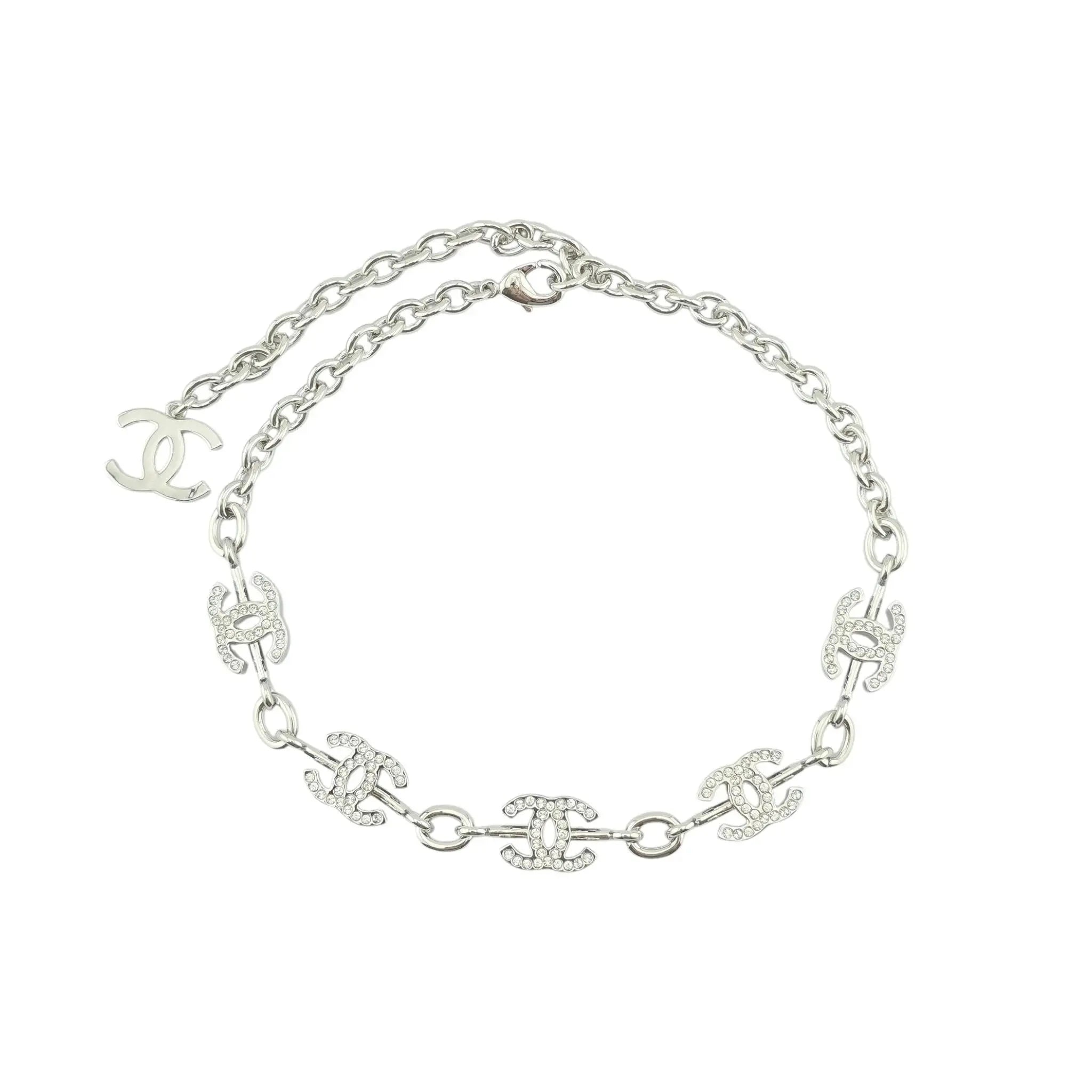 Chanel CC Silver Crystal Choker Necklace 2025 CHANEL