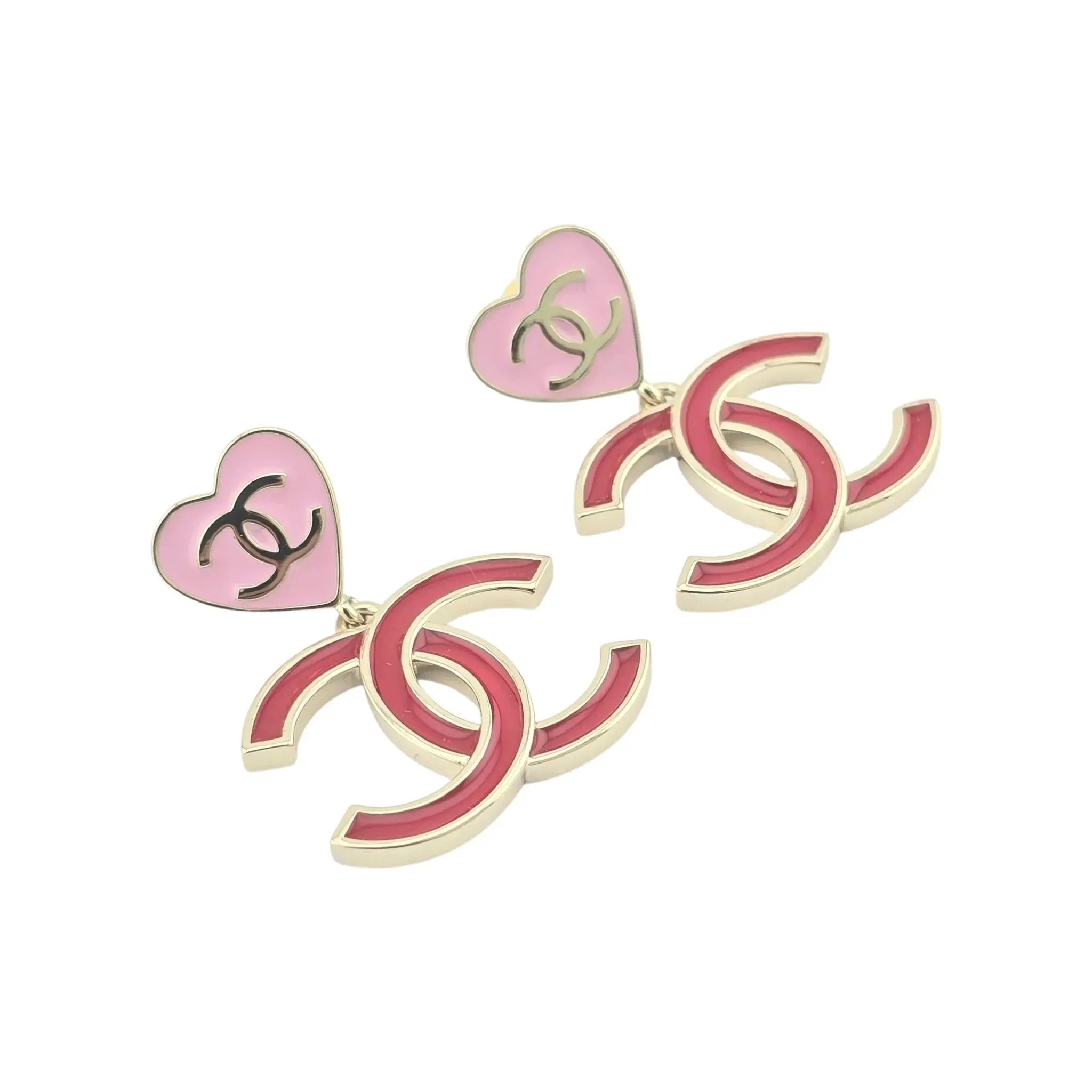 Chanel CC Pink Red Enamel Drop Earring 2024 CHANEL