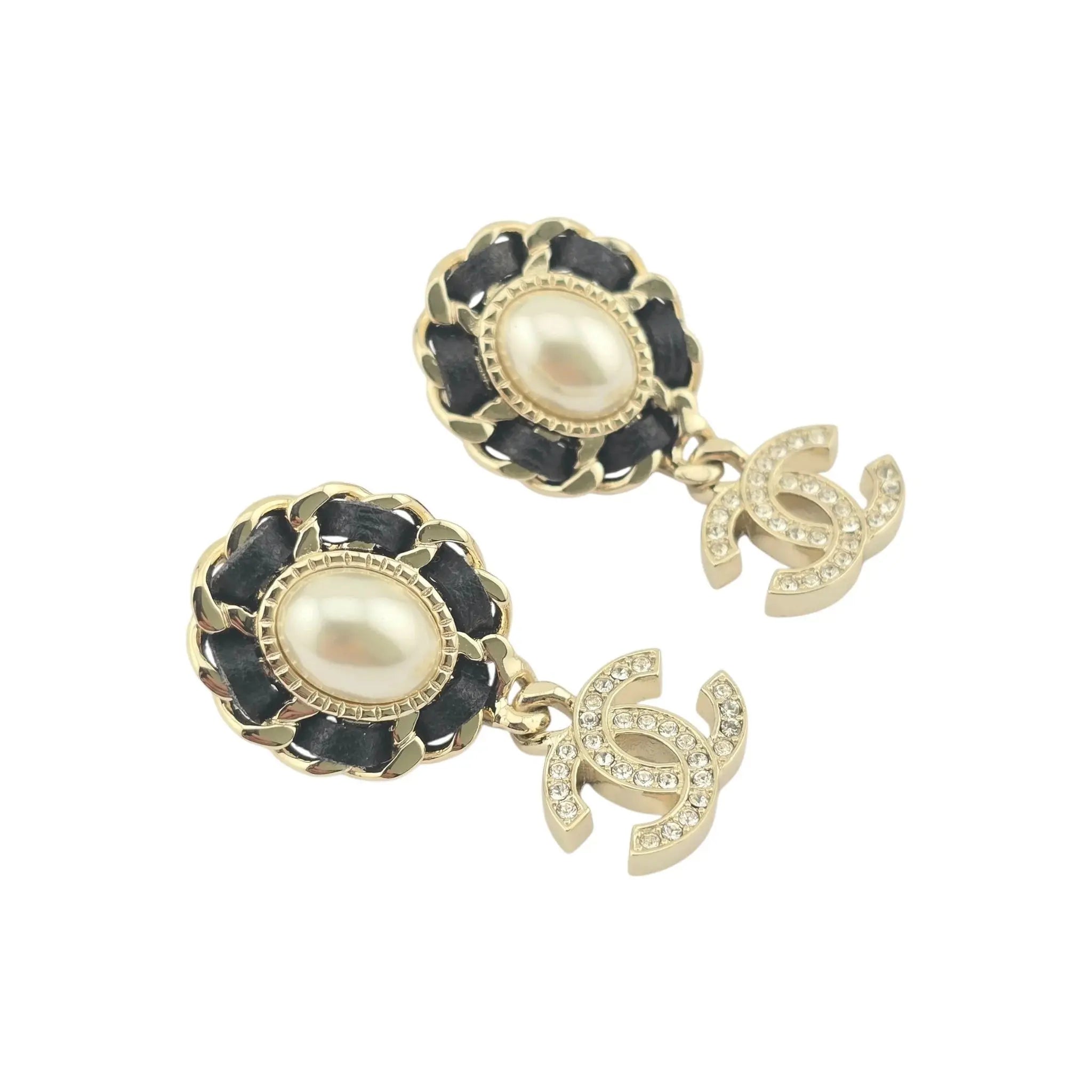 Chanel CC Faux Pearl Crystal Earrings 2021 CHANEL