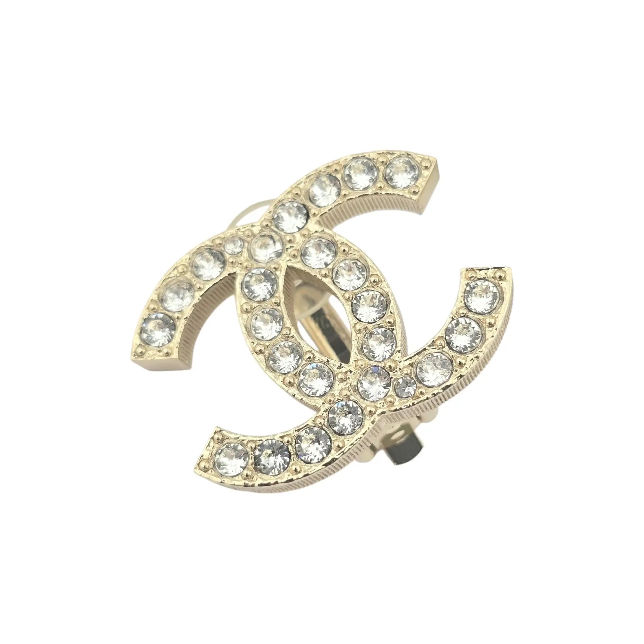 Chanel CC Crystal Gold Clip On Earrings 2024 CHANEL