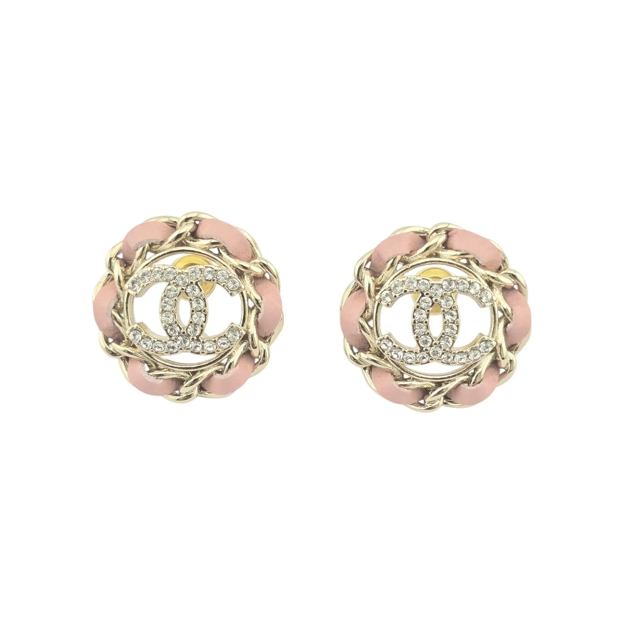 Chanel CC Round Pink Lambskin Earrings 2022 CHANEL