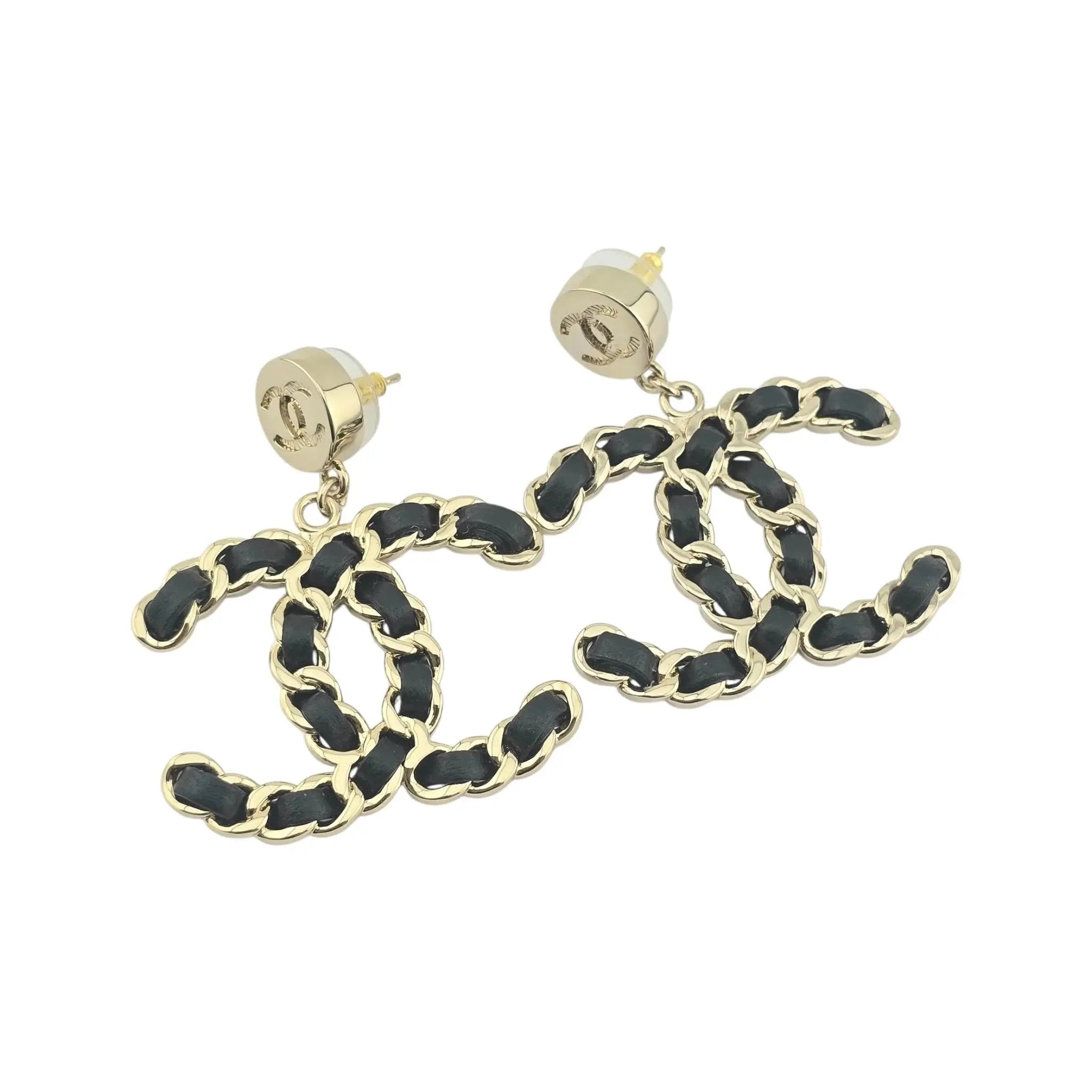 Chanel CC Gold Lambskin Chain Drop Earrings 2025 CHANEL