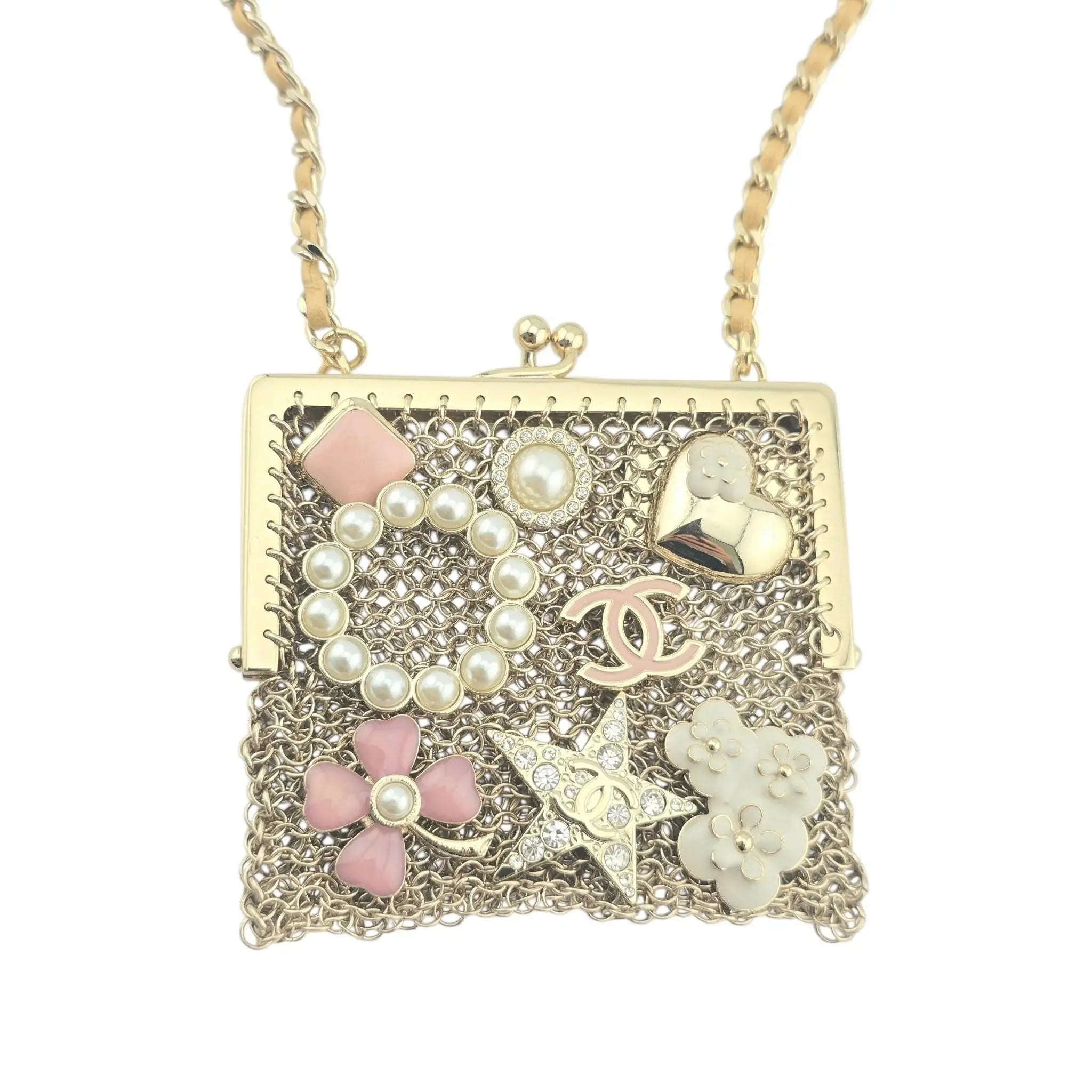 Chanel CC Gold Metal Chain Embellished Mini Frame Pouch CHANEL