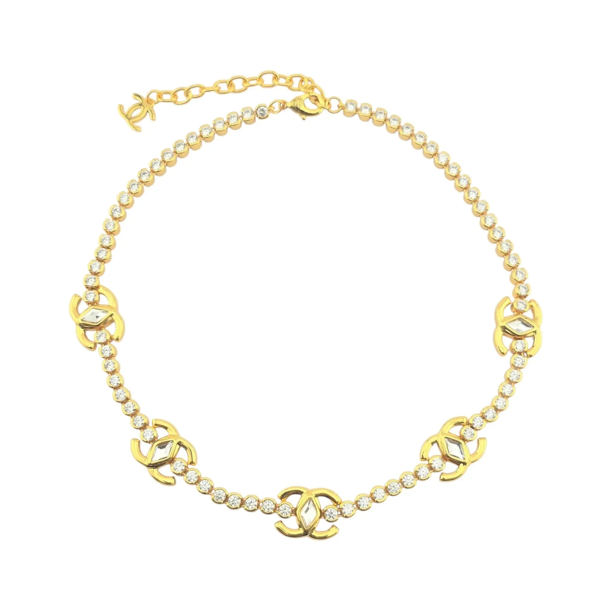 Chanel CC Crystal Pendant Gold Necklace L23 C CHANEL