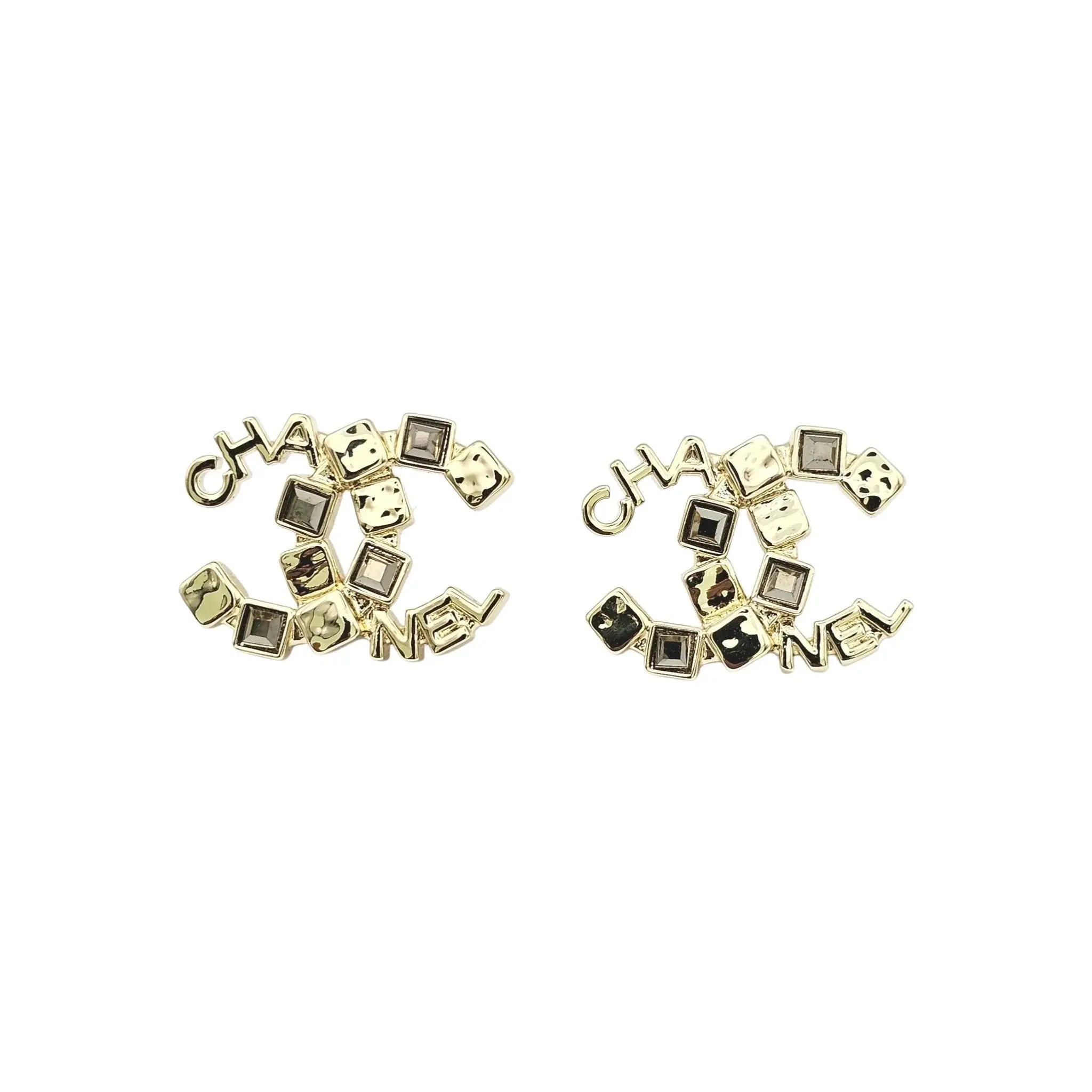 Chanel CC Gold Baguette Crystal Stud Earrings 2024 CHANEL