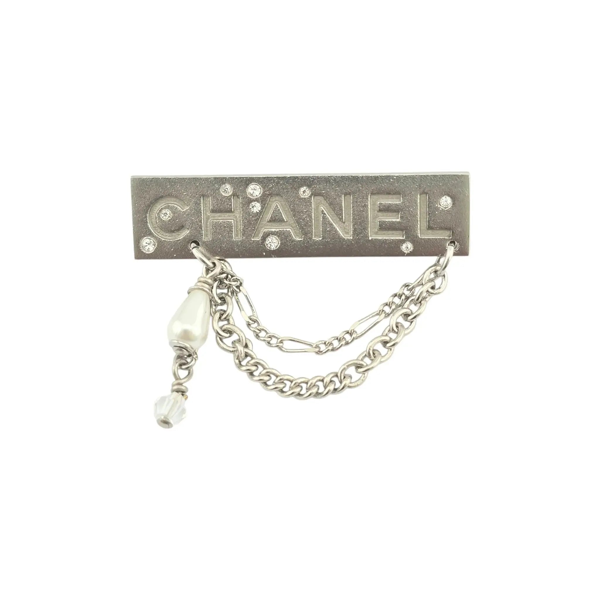 Chanel Silver Crystal Chain Brooch 2021 CHANEL
