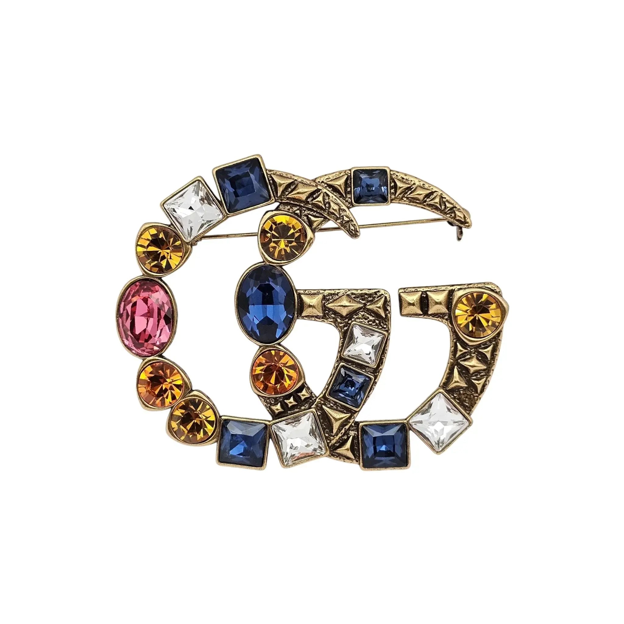 GUCCI Crystal Double G Multicolour Crystal Brooch GUCCI