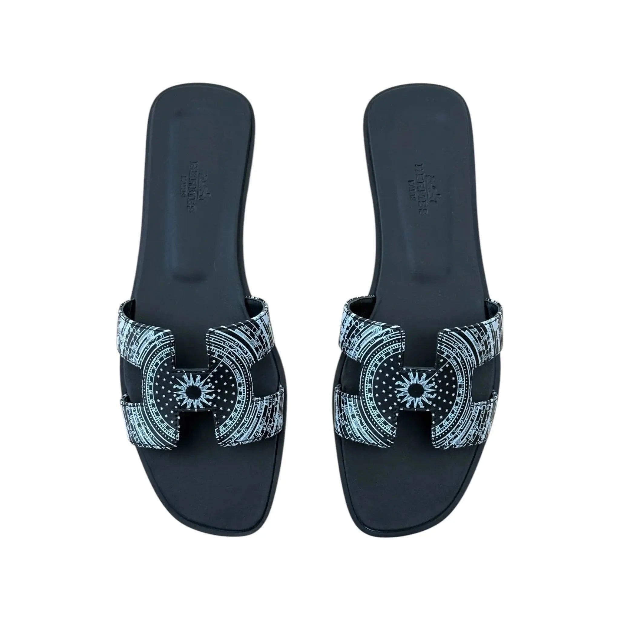 Hermes Oran Sandal Black Noir Astrologie Bandana - 40 UK 7 HERMES