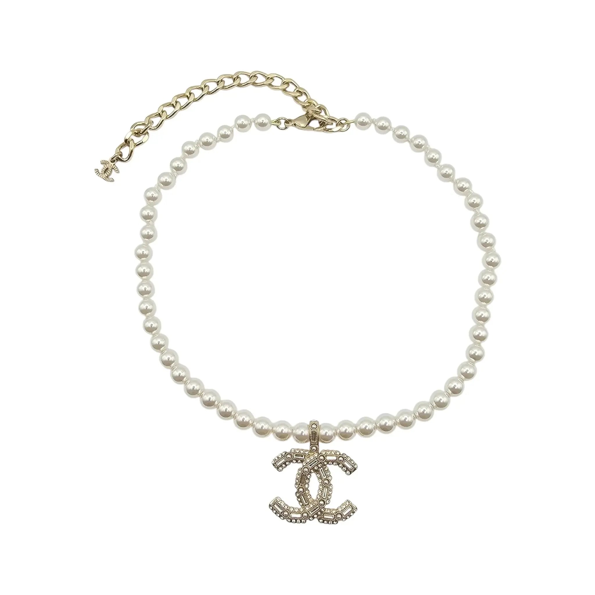 Chanel Faux Pearl & Strass CC Pendant Necklace 2022 BIJOUX HEAVEN