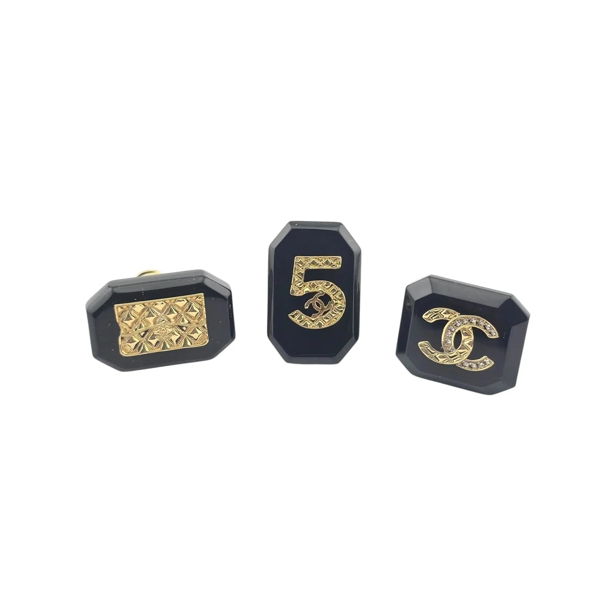 Chanel CC No 5 3 Black Gold Brooch 2023 CHANEL
