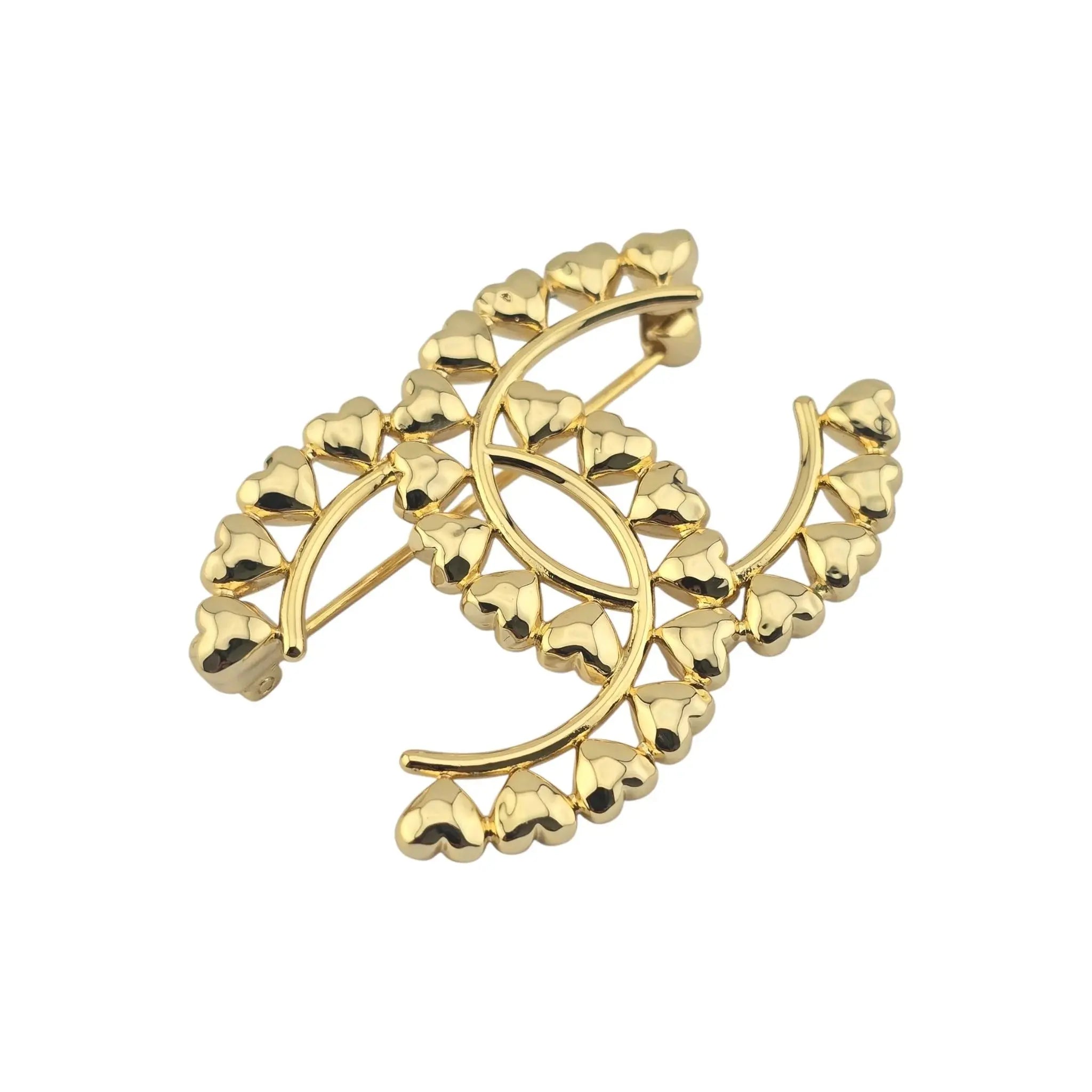 Chanel CC Metal Gold Hearts Brooch 2023 CHANEL