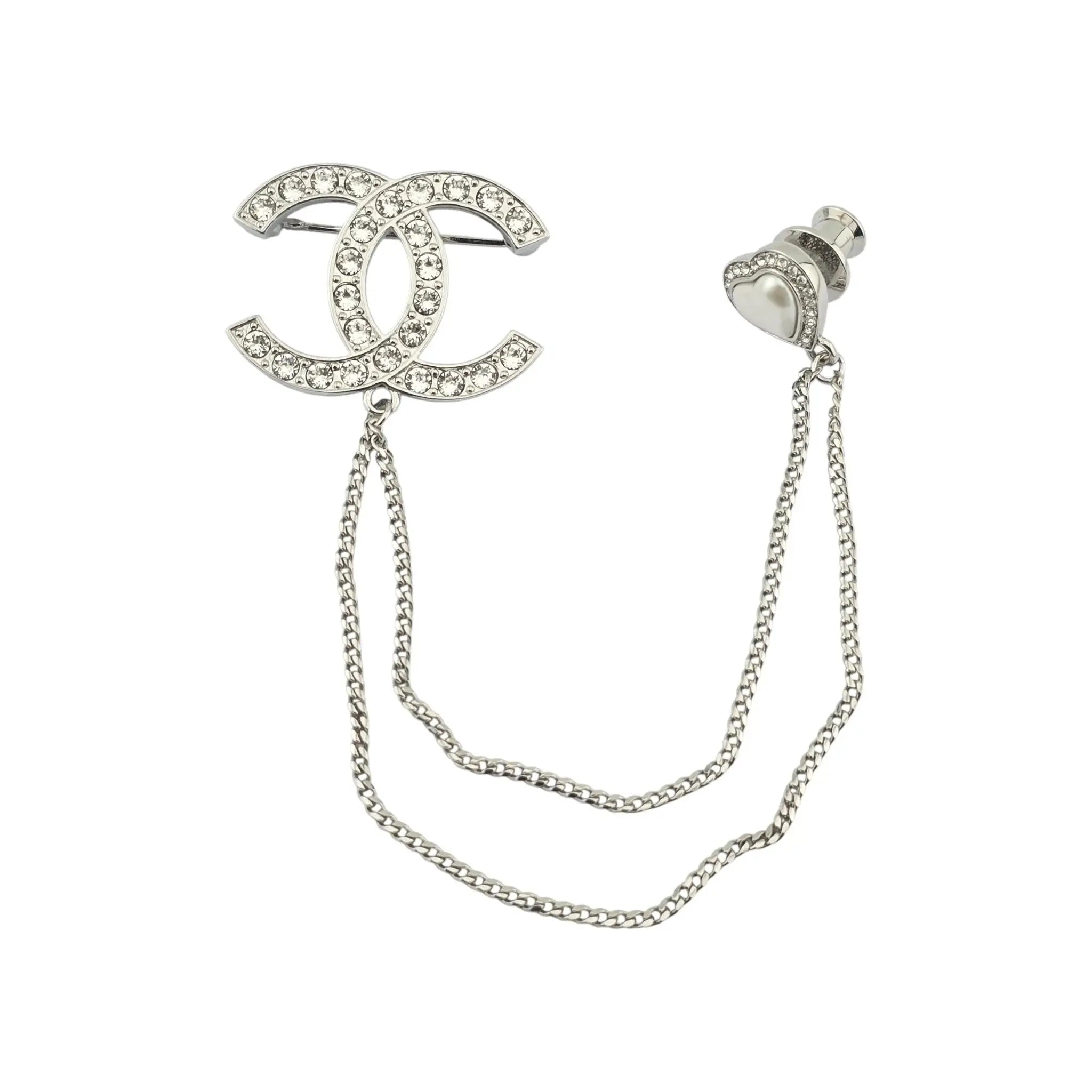 Chanel CC Multi Strand Chain Heart Brooch 2023 CHANEL