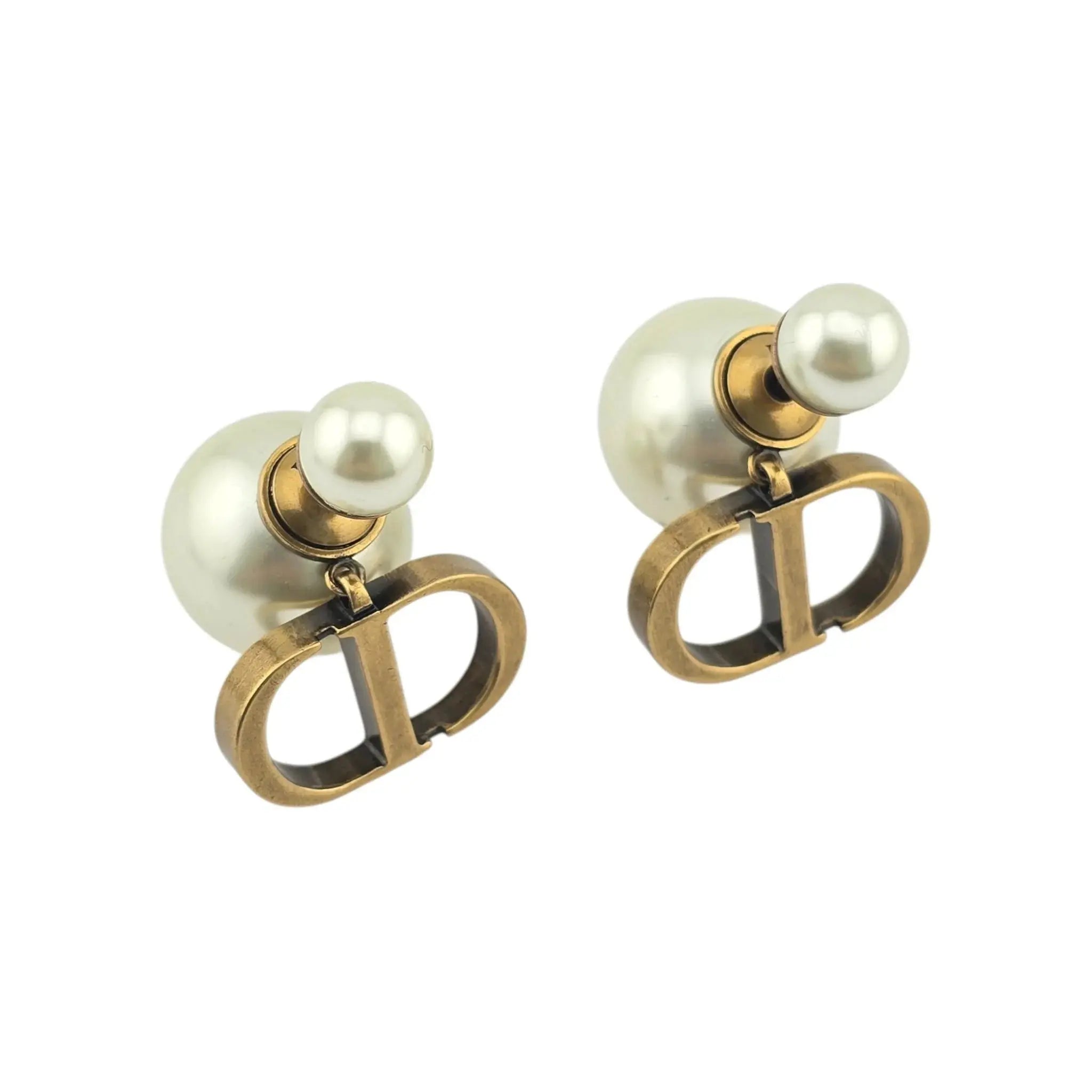 Christian Dior Tribales Faux Pearl CD Earrings DIOR