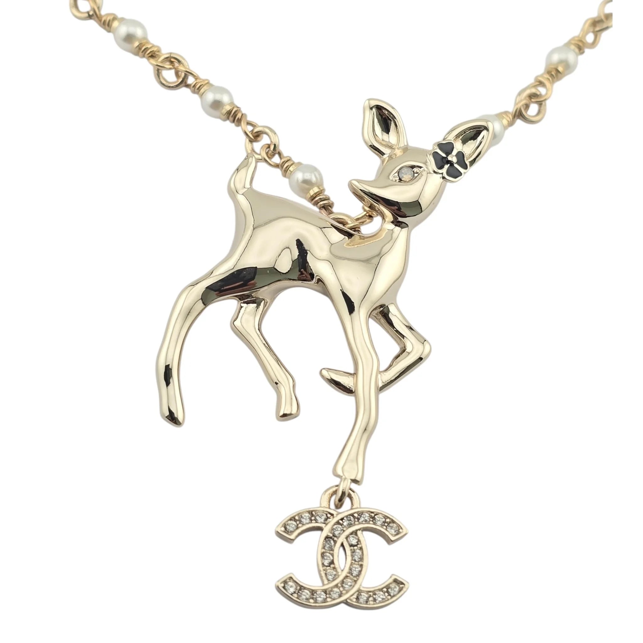 Chanel CC Deer Pendant Gold Necklace 2025 CHANEL
