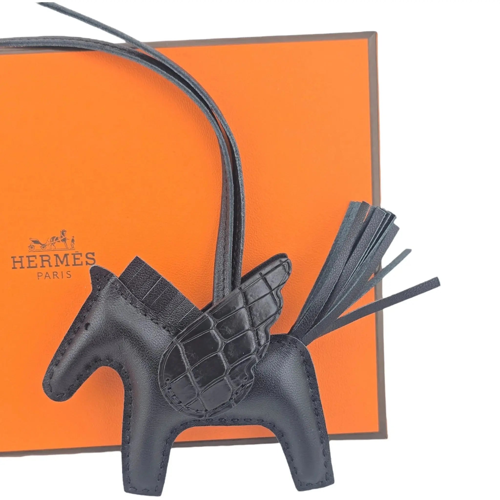 Hermès Rodeo Pegase So Noir Black Leather and Alligator Touch PM Charm Bag HERMES