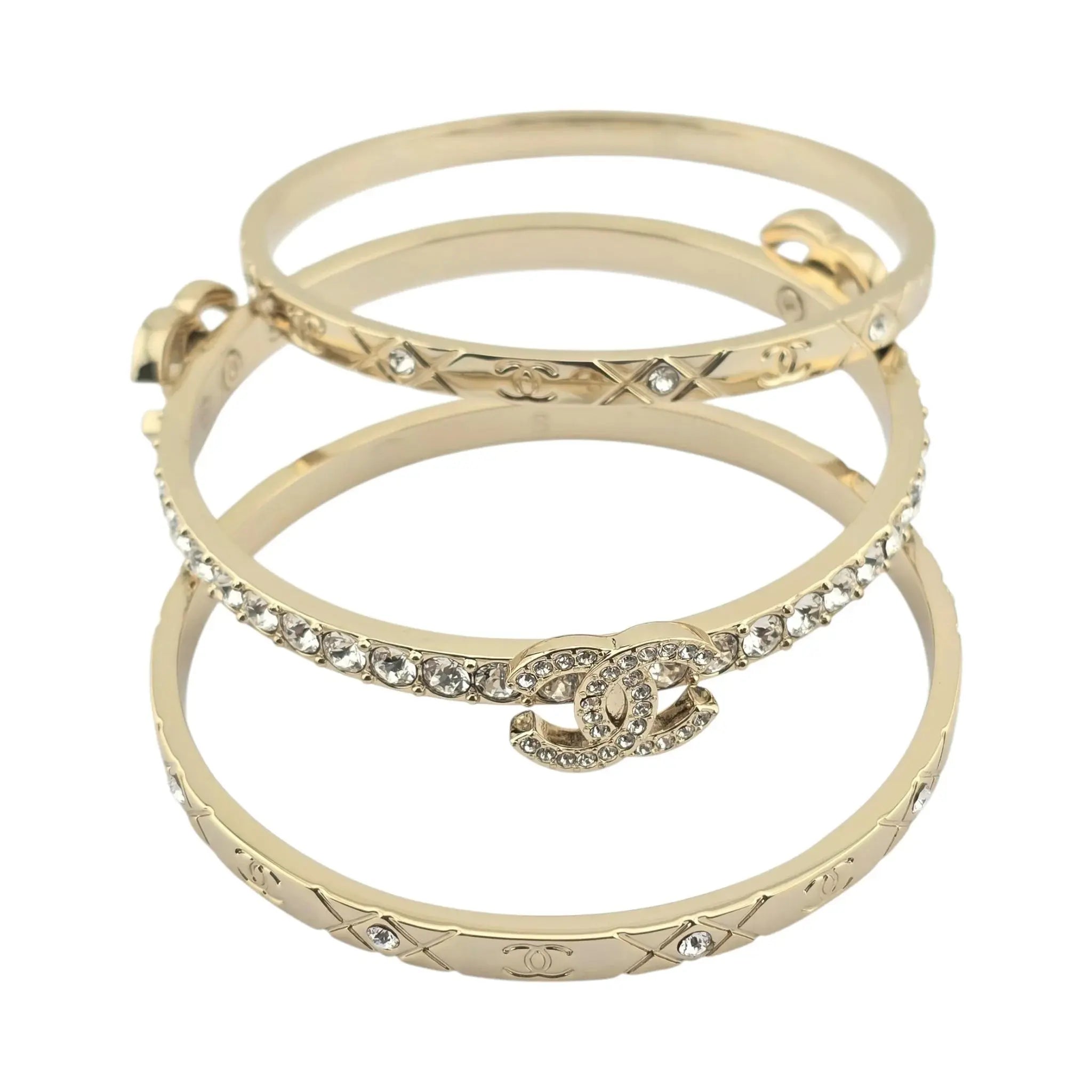 Chanel CC Cuff Bangle Gold Set S 2025 CHANEL