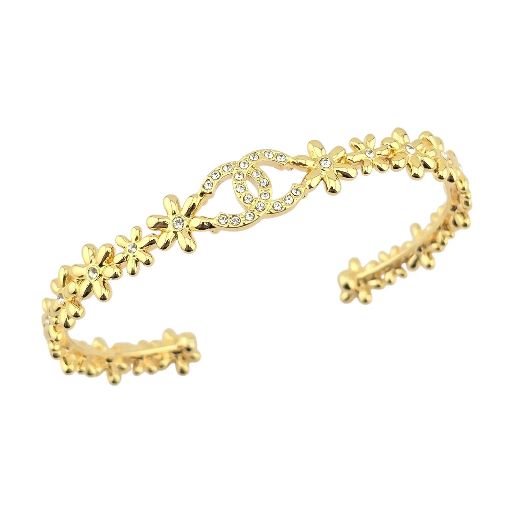 Chanel CC Gold Floral Bangle 2023 CHANEL