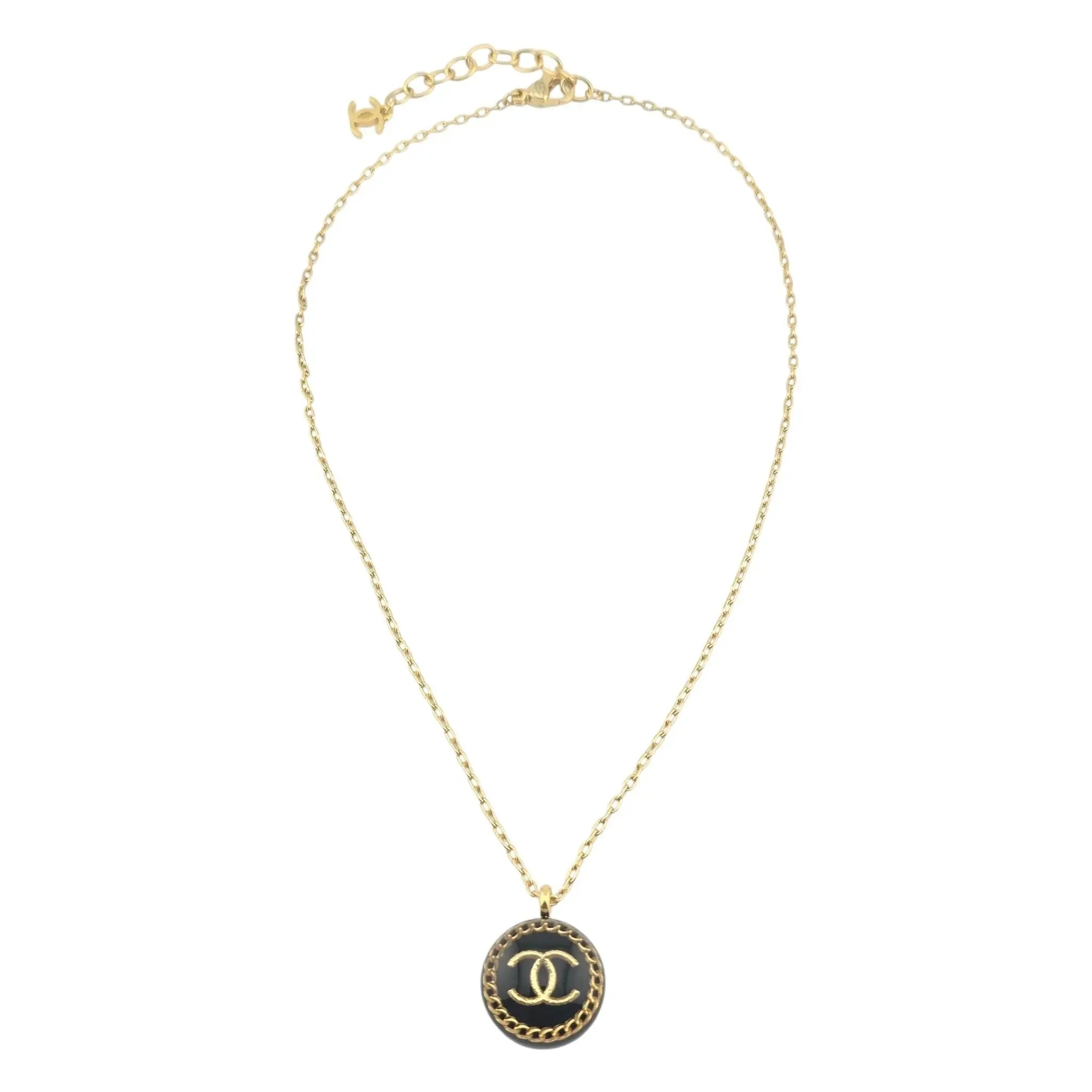 Chanel CC Gold / Black Pendant Necklace 2022 CHANEL