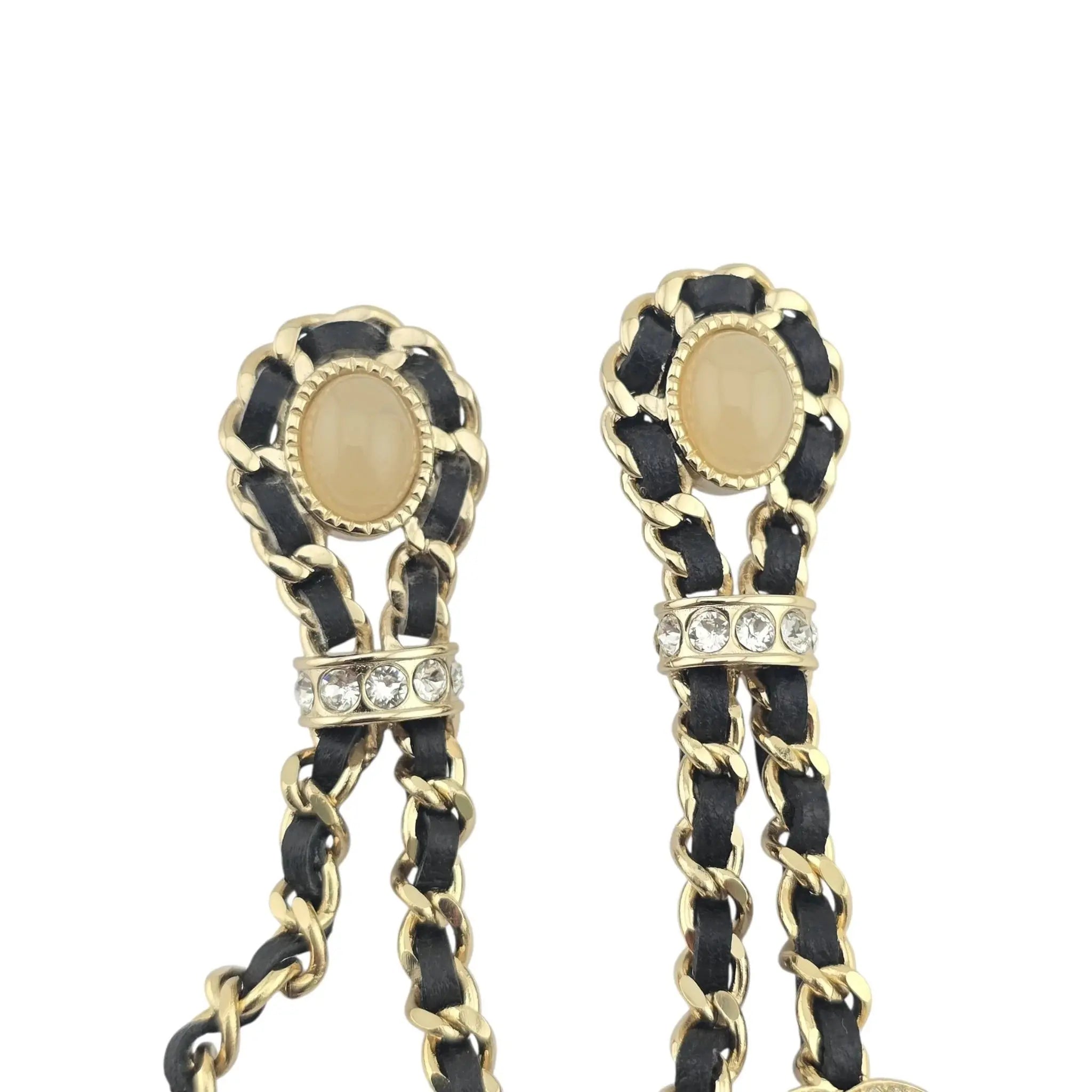 Chanel CC Black Leather Drop Earrings 2021 CHANEL