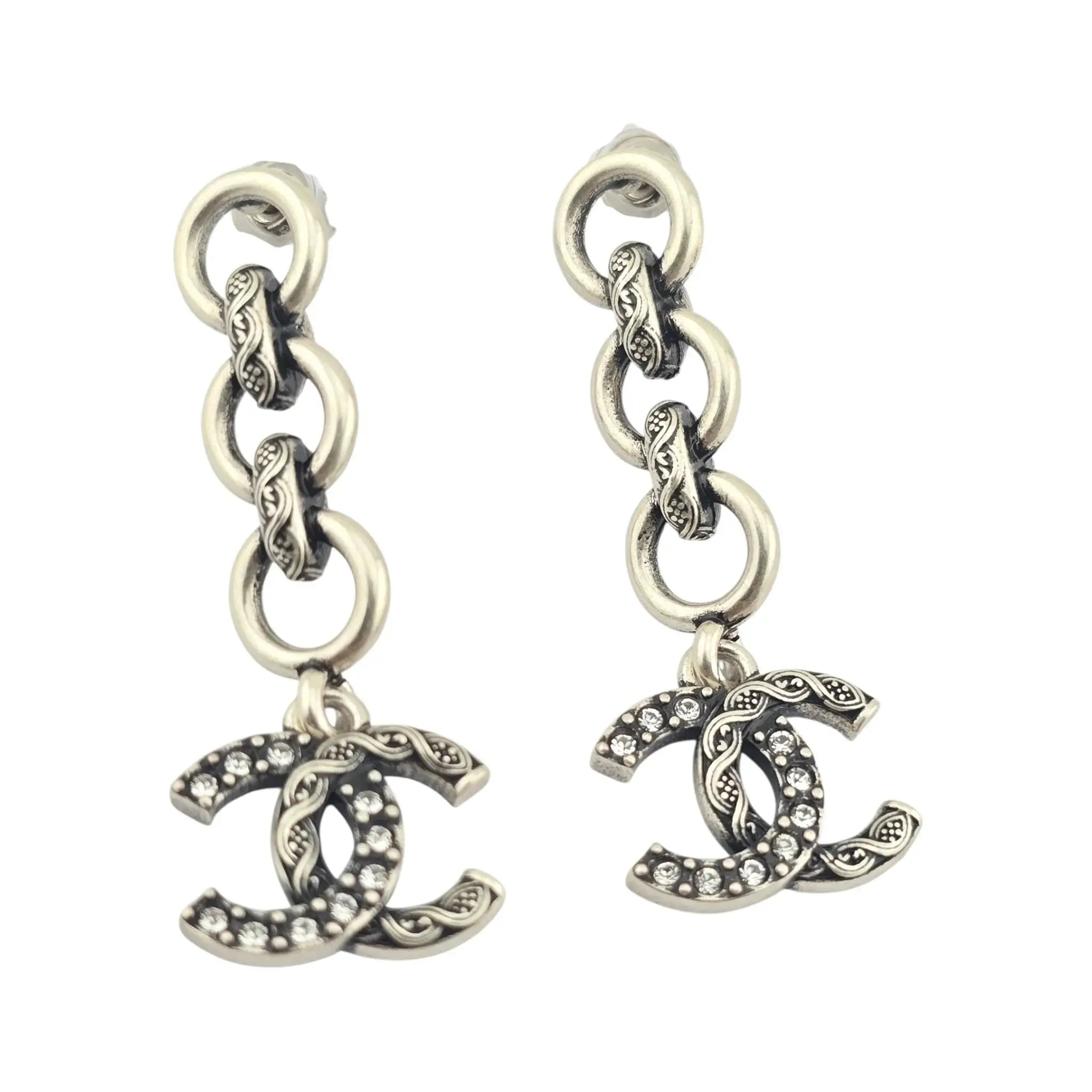 Chanel CC Silver Stud Earrings 2024 CHANEL