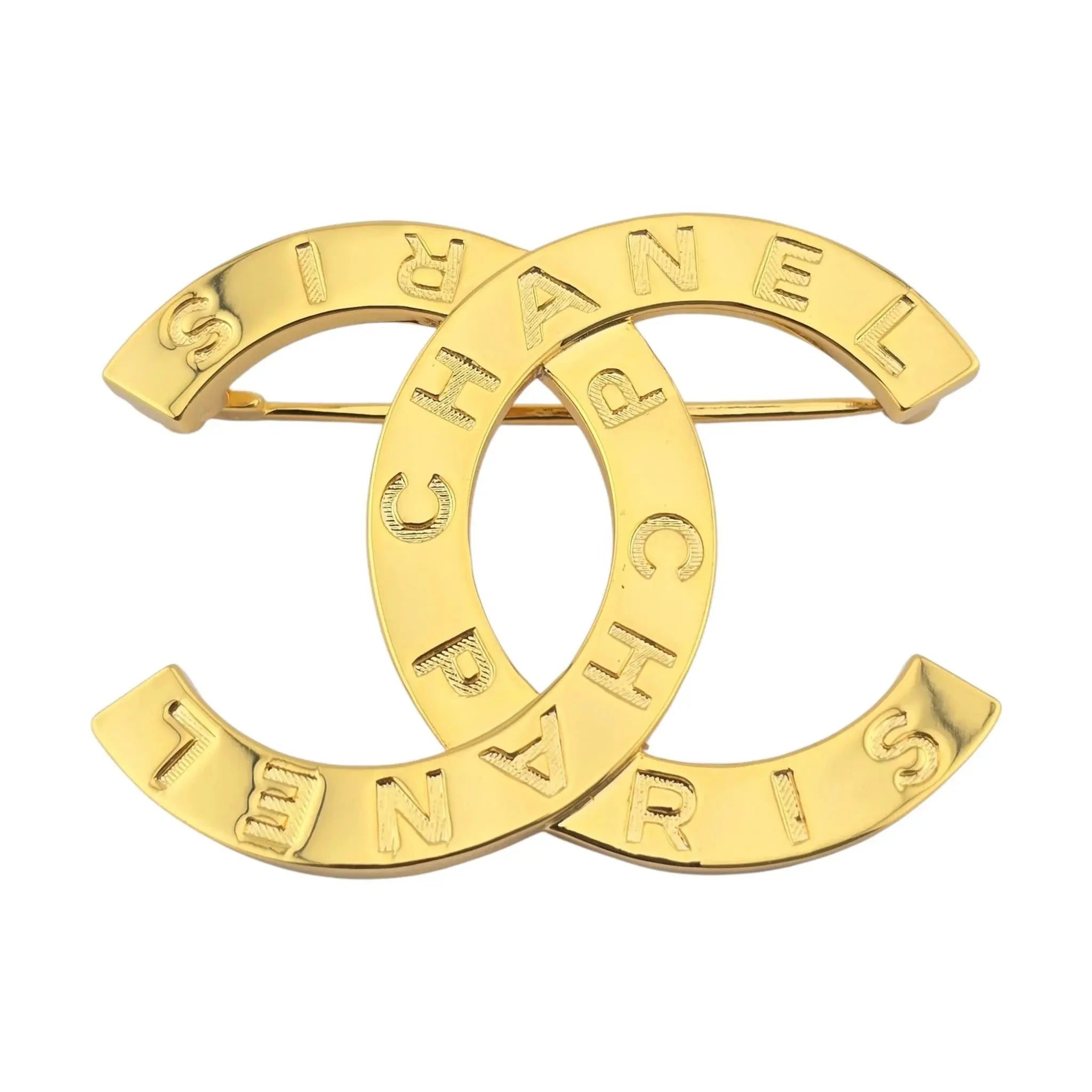 Chanel CC Metal Paris Button Large Brooch Gold 2020 CHANEL