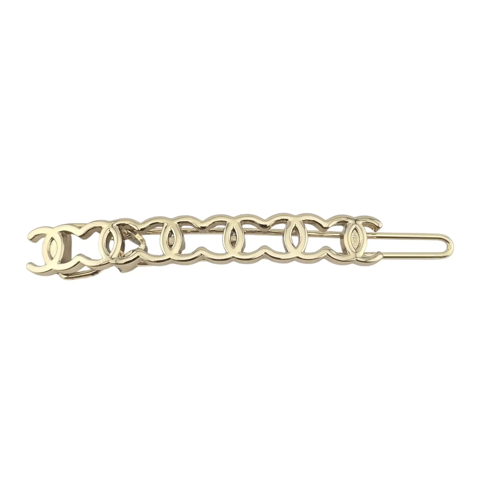 Chanel CC Metal Hair Clip Barrette Gold 2021 CHANEL