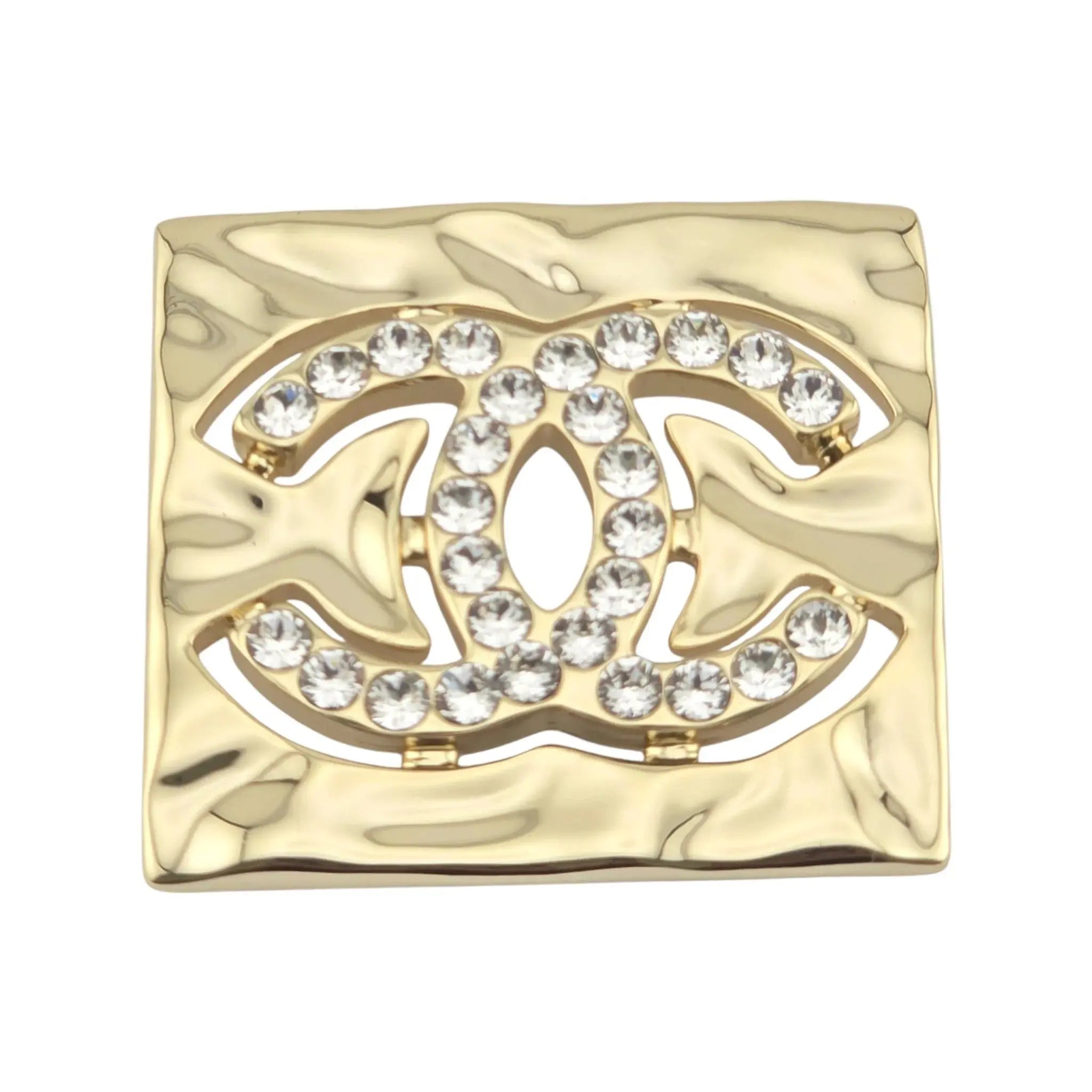 Chanel CC Square Gold Crystal Brooch 2022 CHANEL