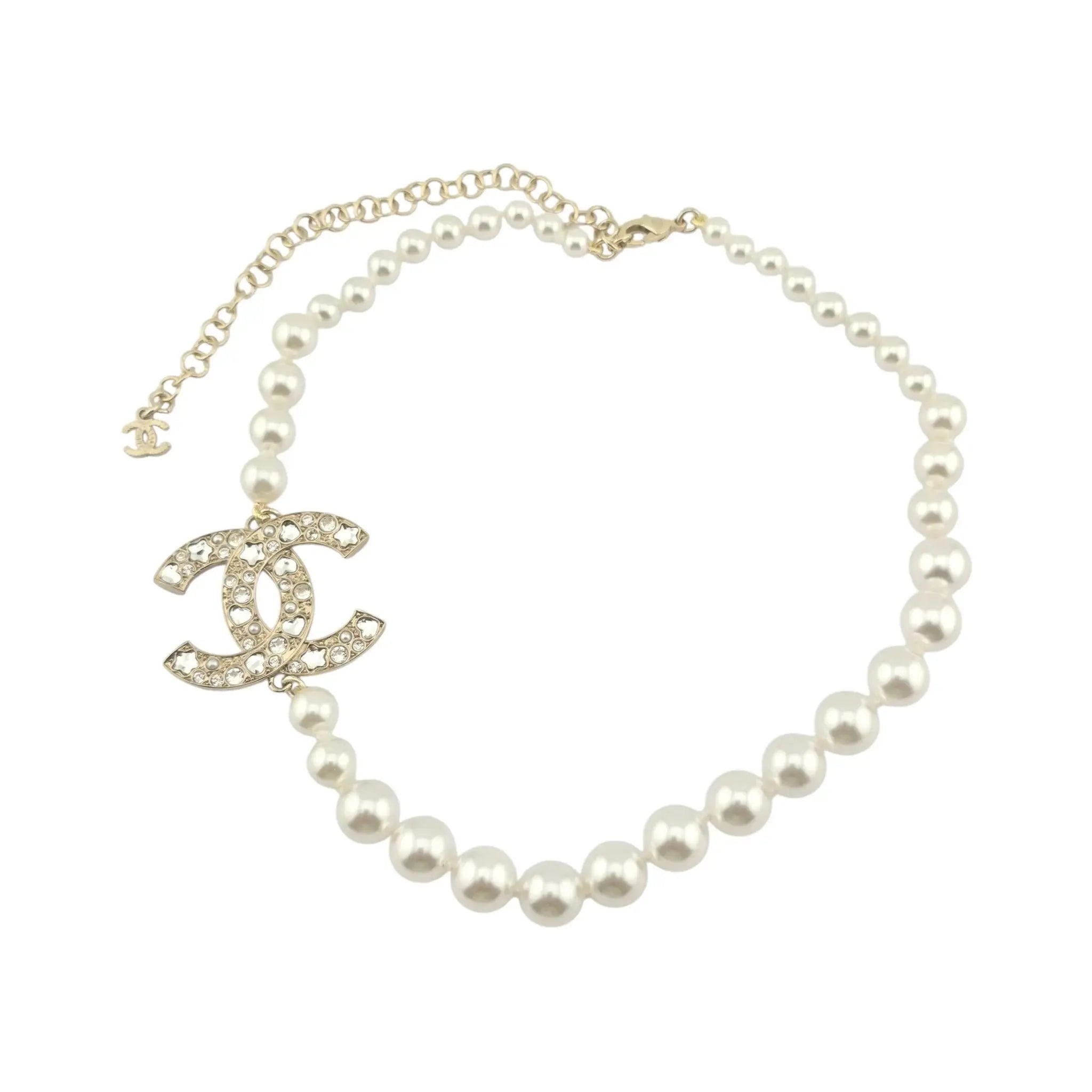 Chanel CC Faux Pearl Gold Necklace 2025 CHANEL