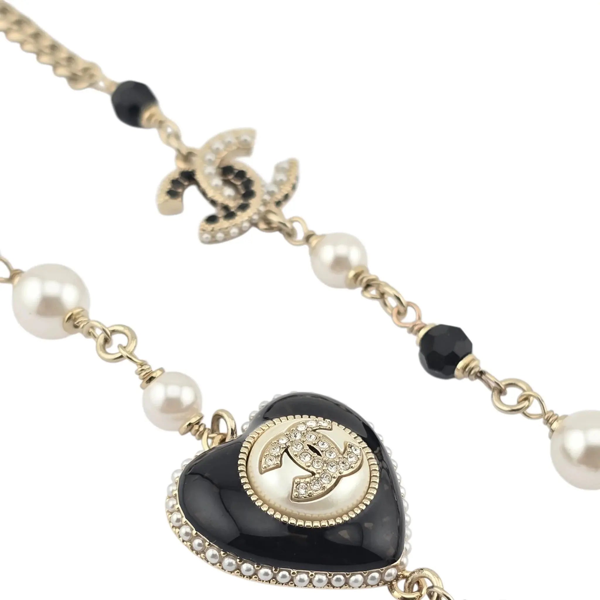 Chanel CC Black Heart Long Necklace 2022 CHANEL