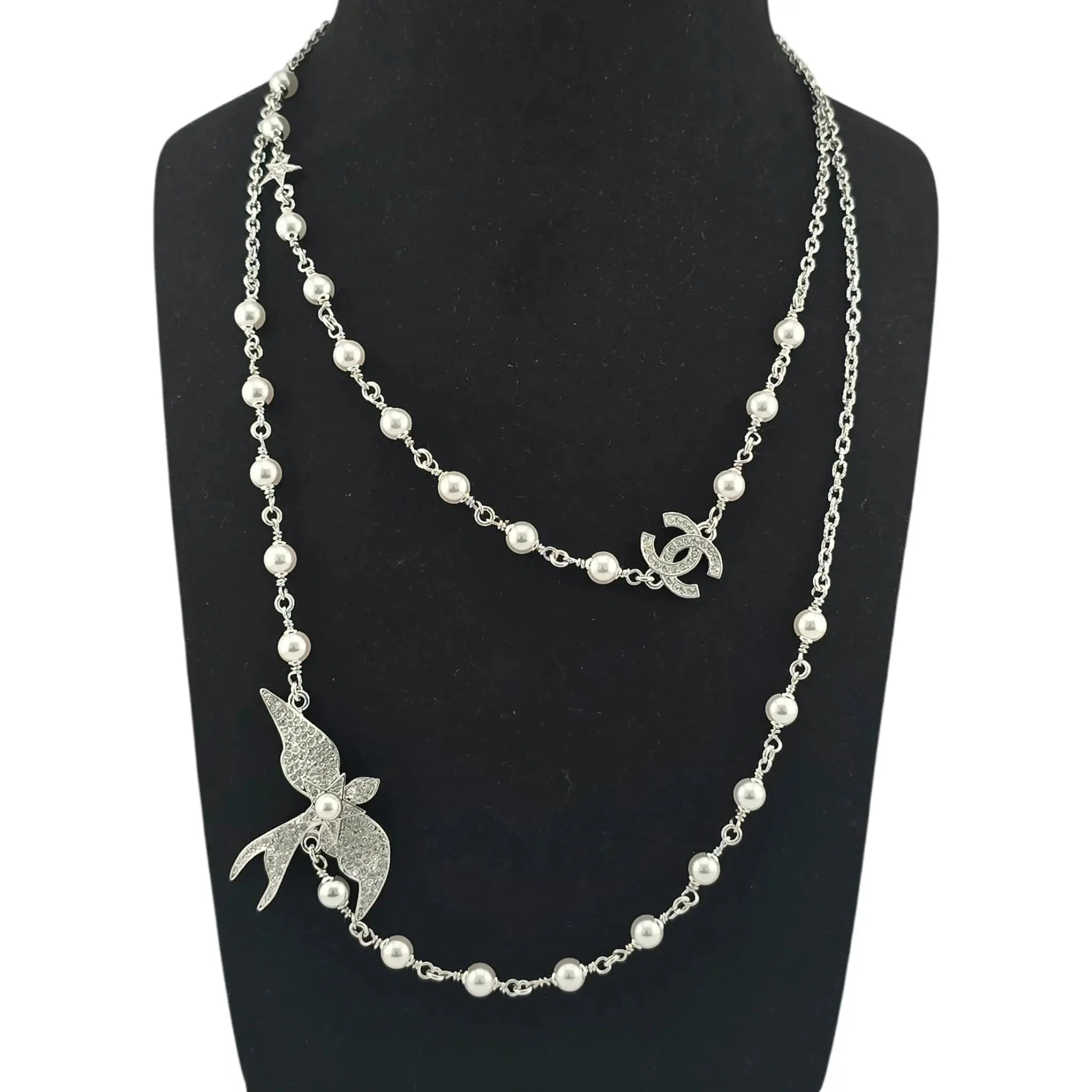 Chanel CC Silver Bird Long Necklace SS25 CHANEL