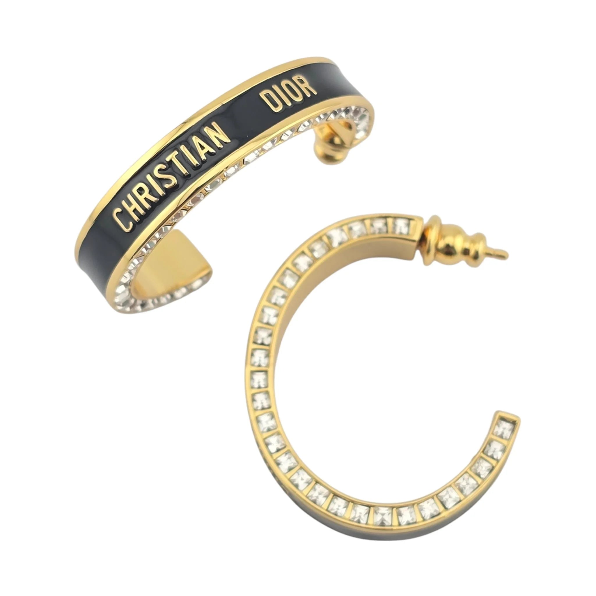 Christian Dior Large Dior Night Code Hoop Black Earrings DIOR