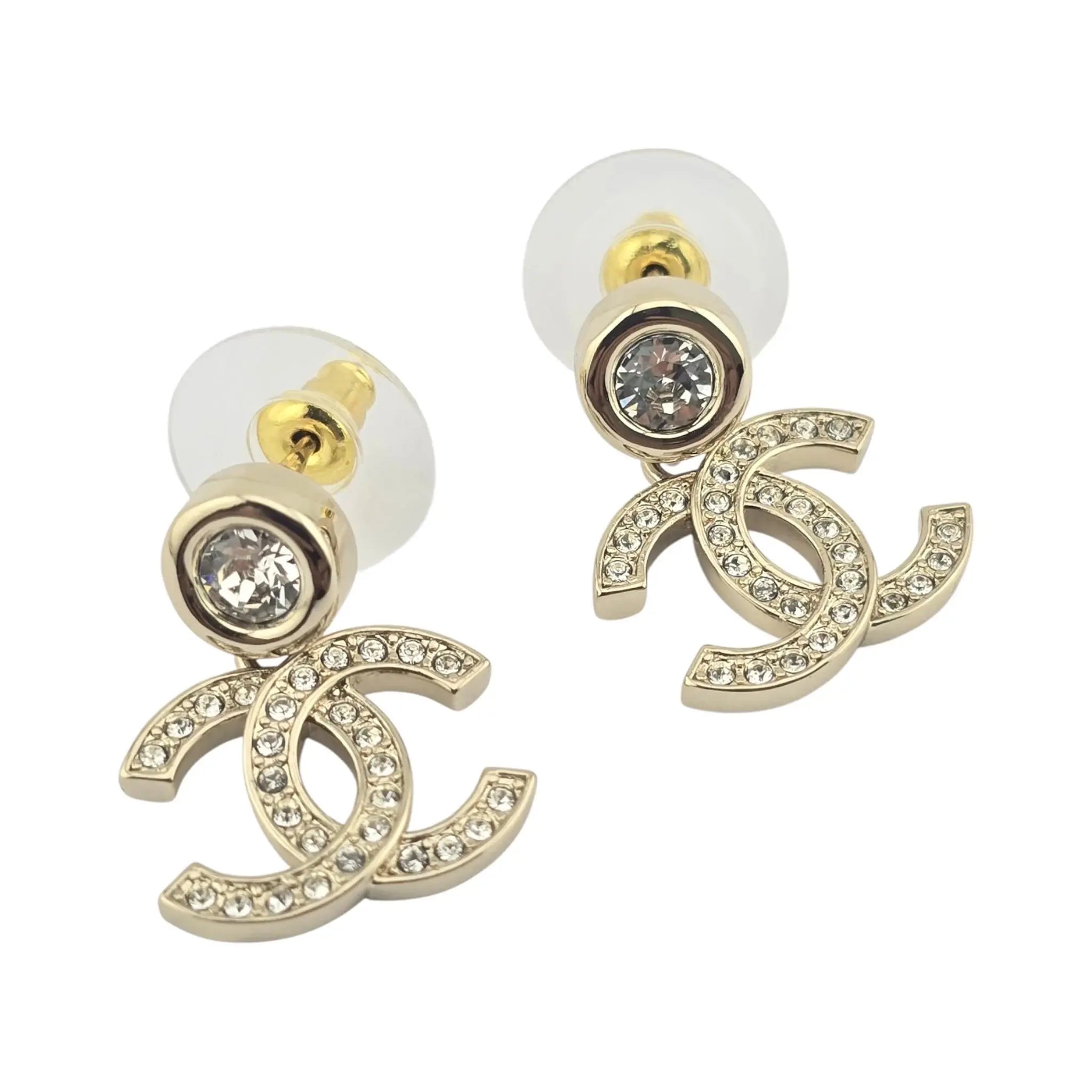 Chanel CC Gold Drop Crystal Earrings 2025 CHANEL
