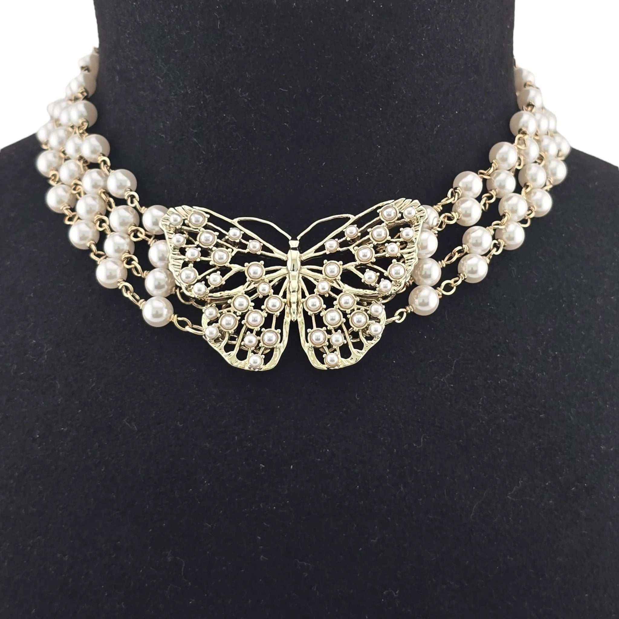 Christian Dior Toile de Jouy Papillon Butterfly Choker Necklace DIOR