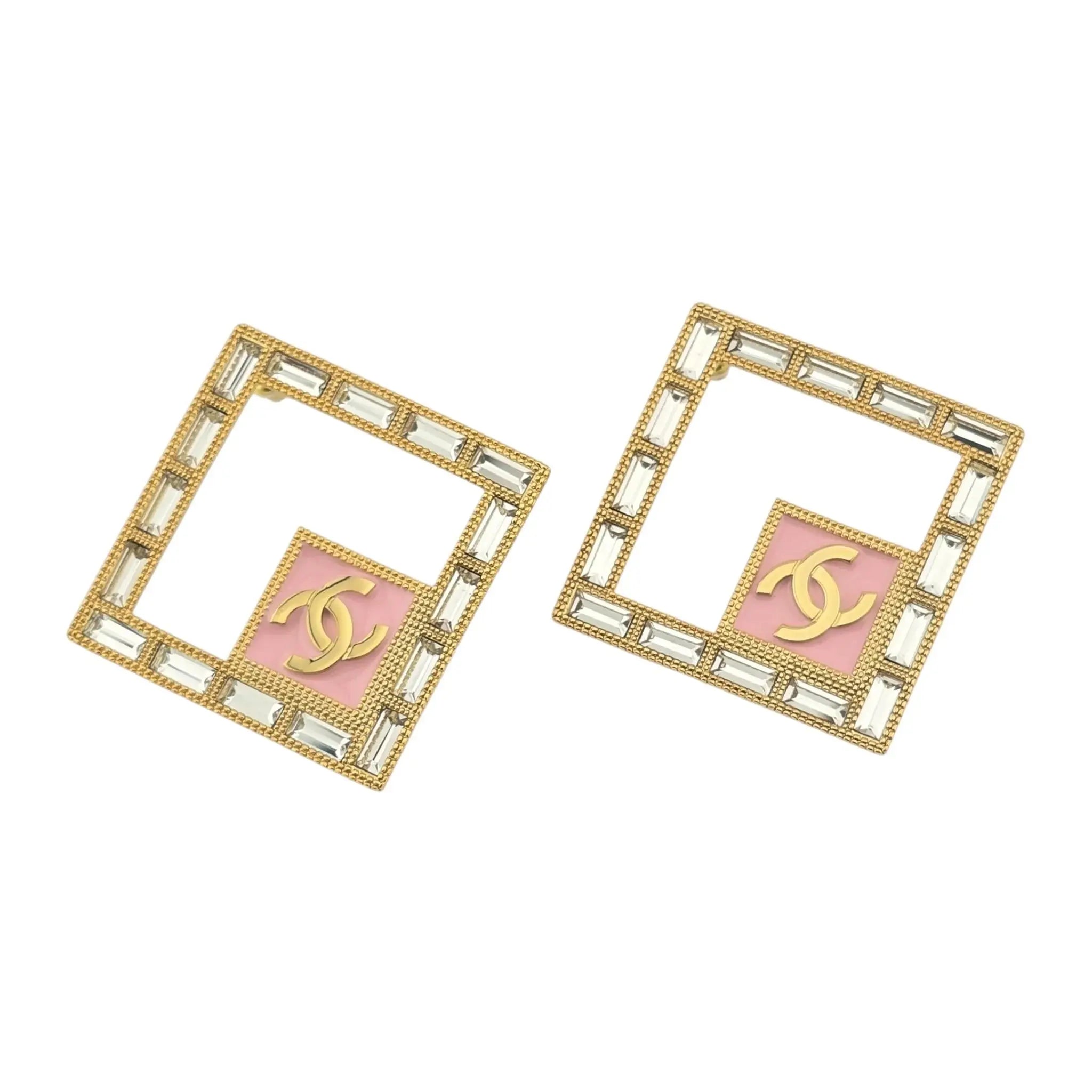 Chanel CC SS24 Crystal Square Earrings 2024 CHANEL