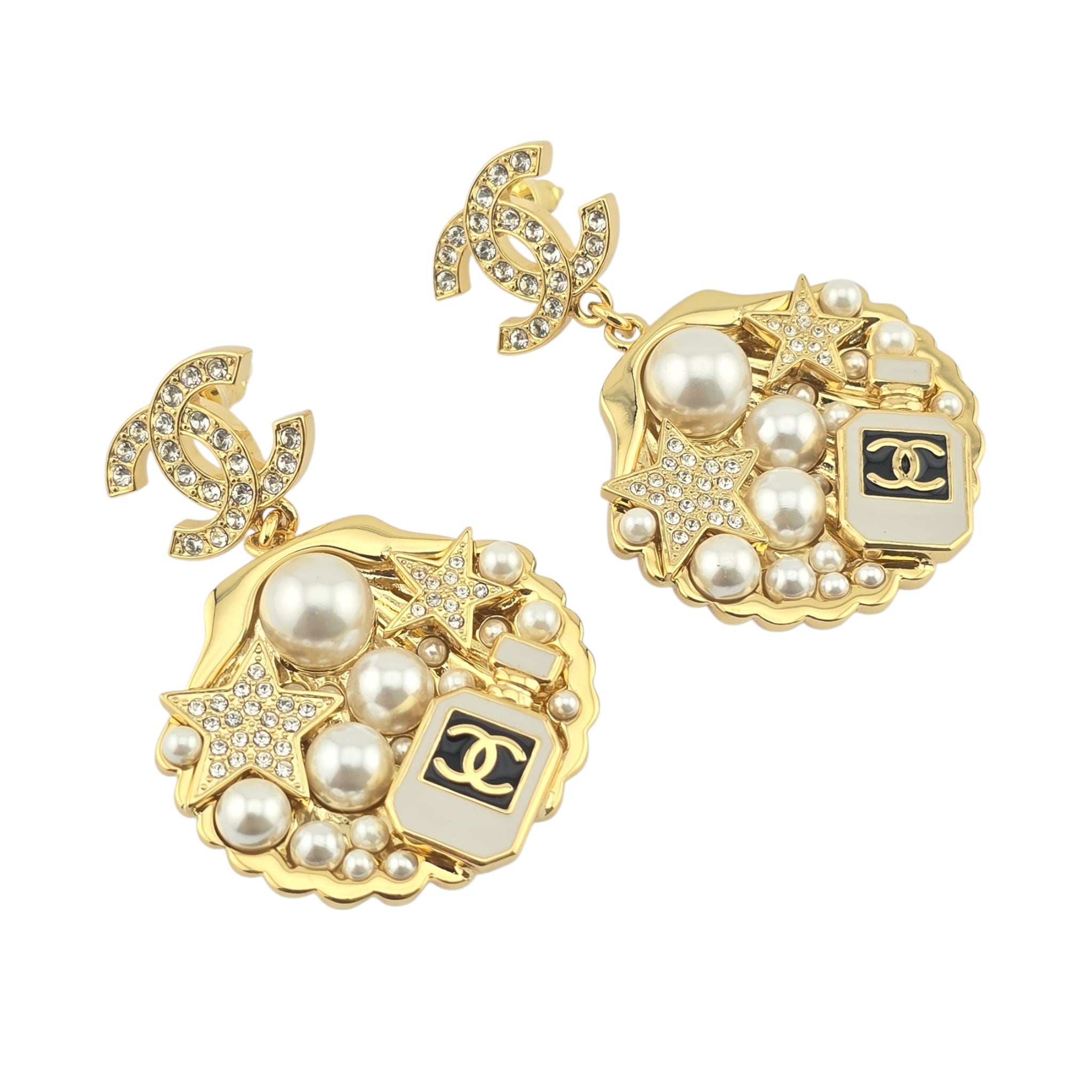 Chanel CC Shell Gold Faux Pearls Earrings 2025 CHANEL