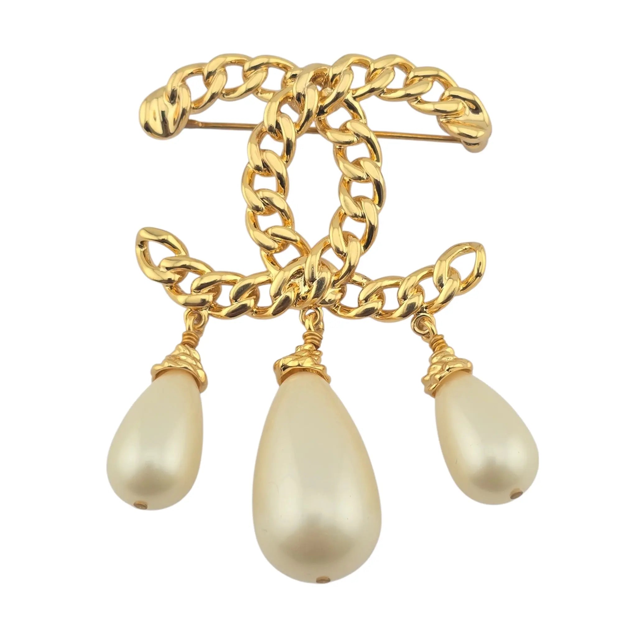 Chanel CC Gold Faux Pearl Brooch B20 K