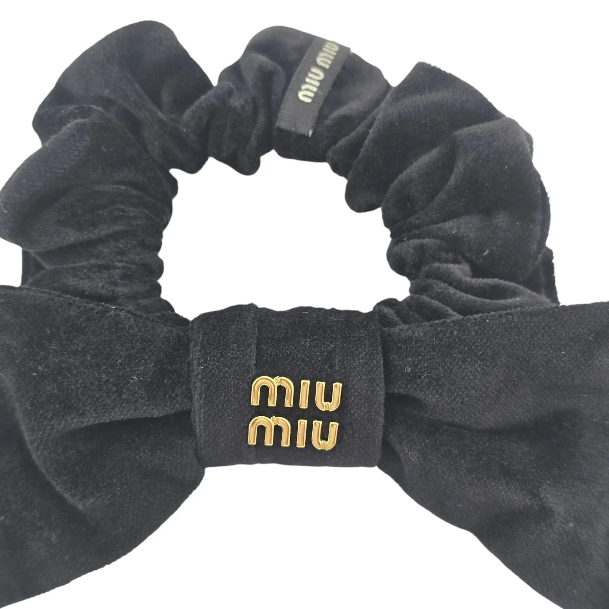 Miu Miu Black Gold Velvet Scrunchie MIU MIU