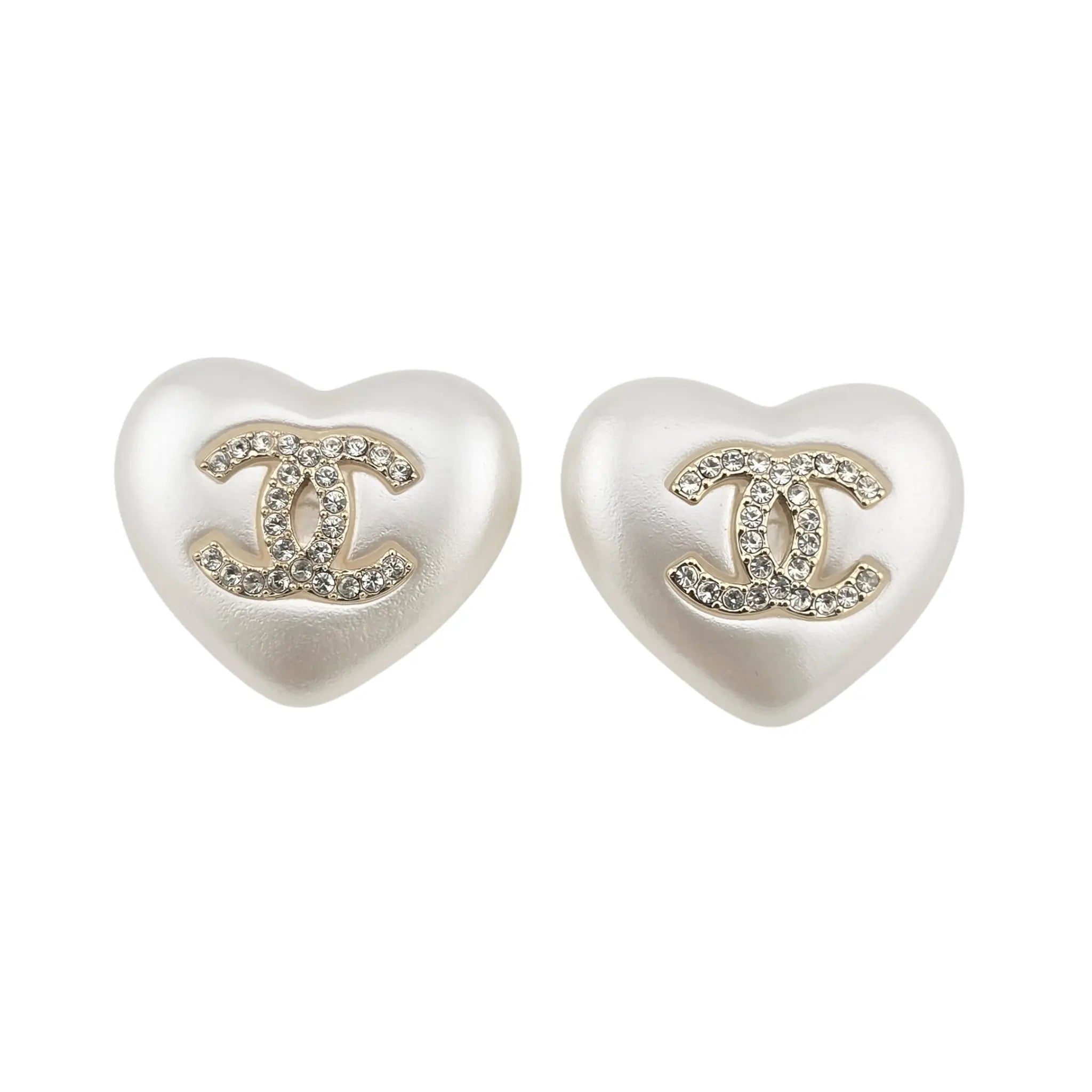 Chanel CC Heart Faux Pearl Earrings 2021 CHANEL