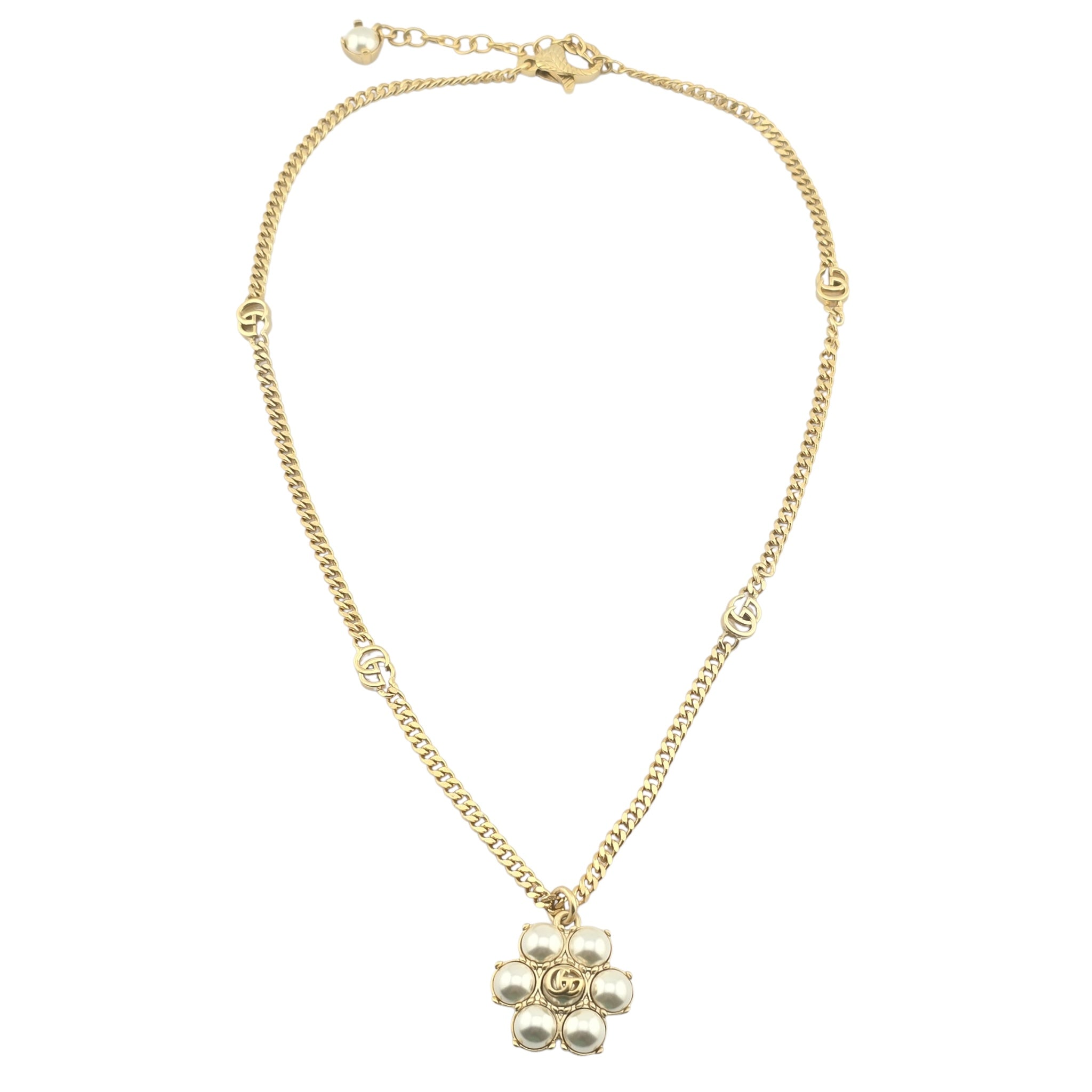 GUCCI GG Marmont Faux Pearl Necklace