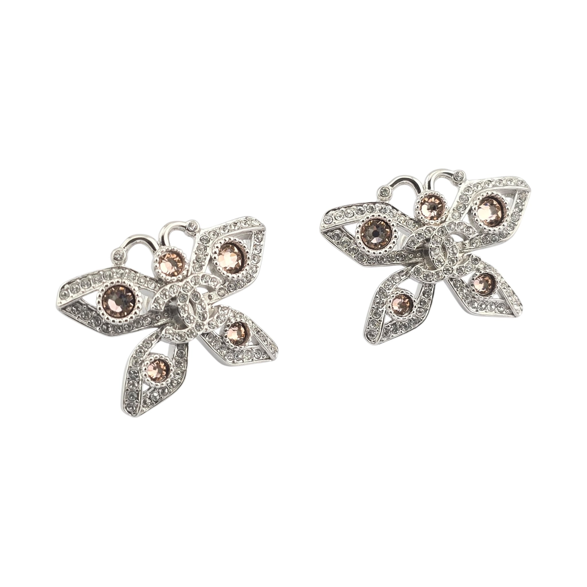 Chanel CC Butterfly Silver Crystal Bracelet B25